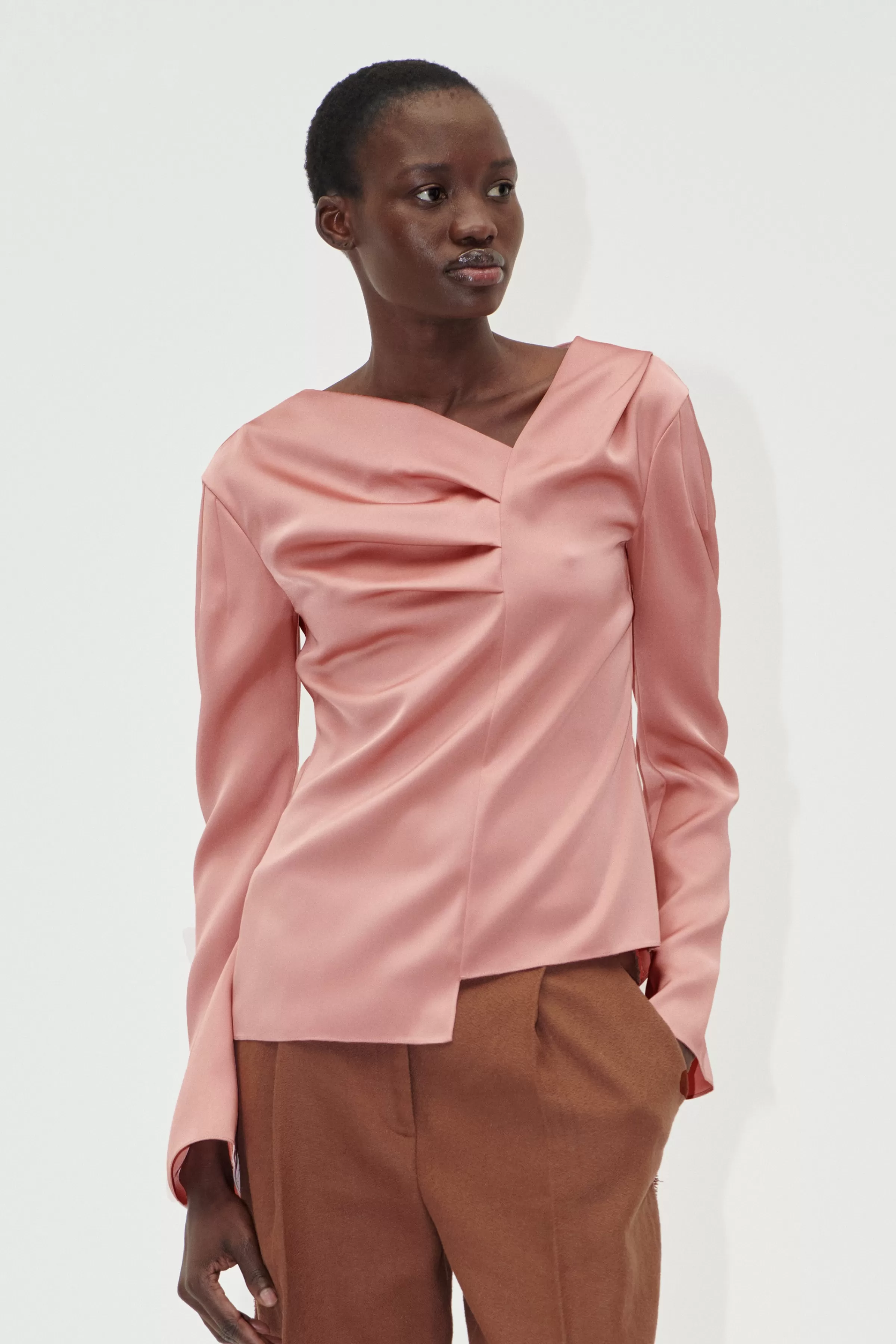 Tops & Shirts-STINE GOYA Asymmetrical Long Sleeve Top - Rose Tan RoseTan