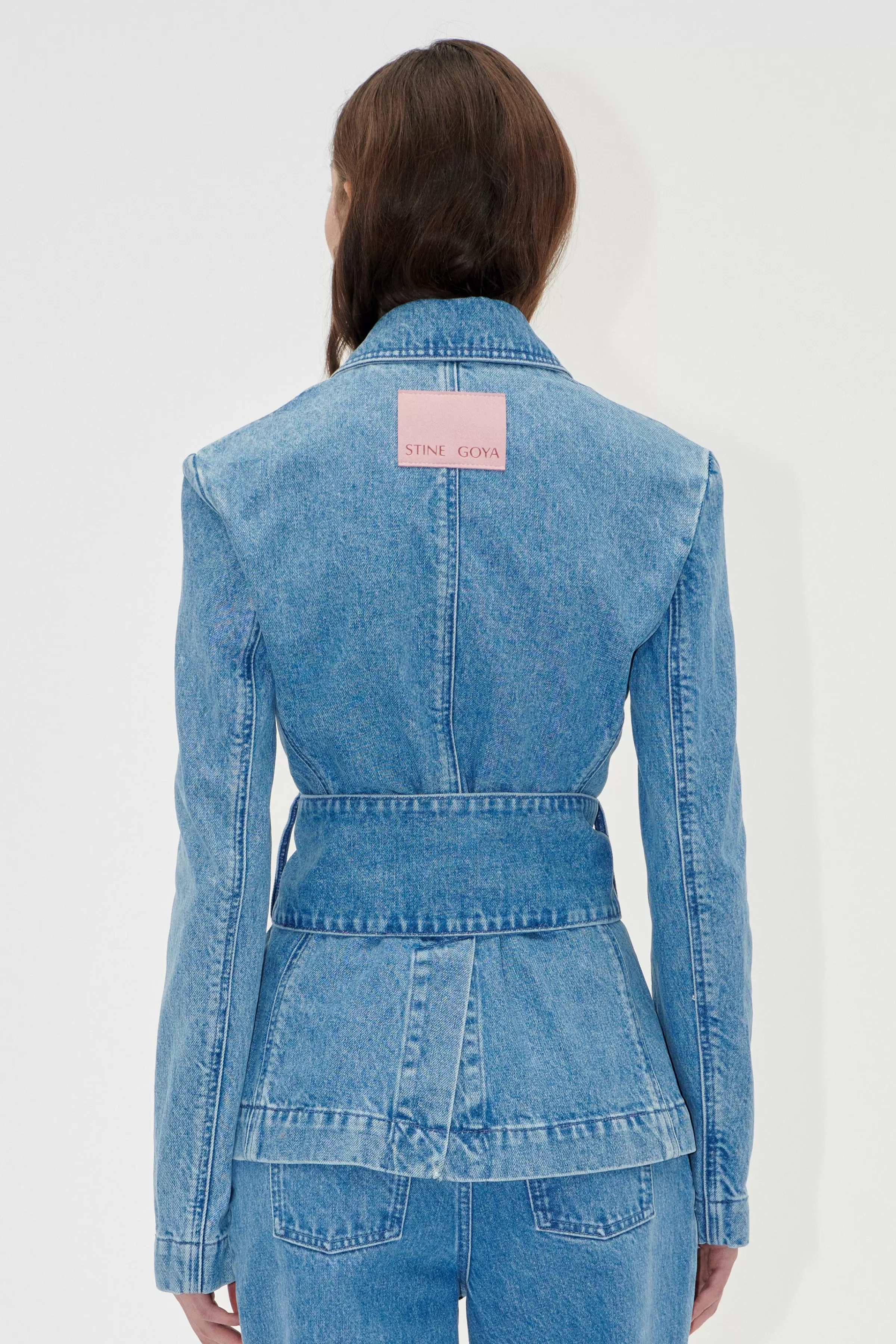 Denim-STINE GOYA Belted Tailored Jacket - Denim Blue DenimBlue