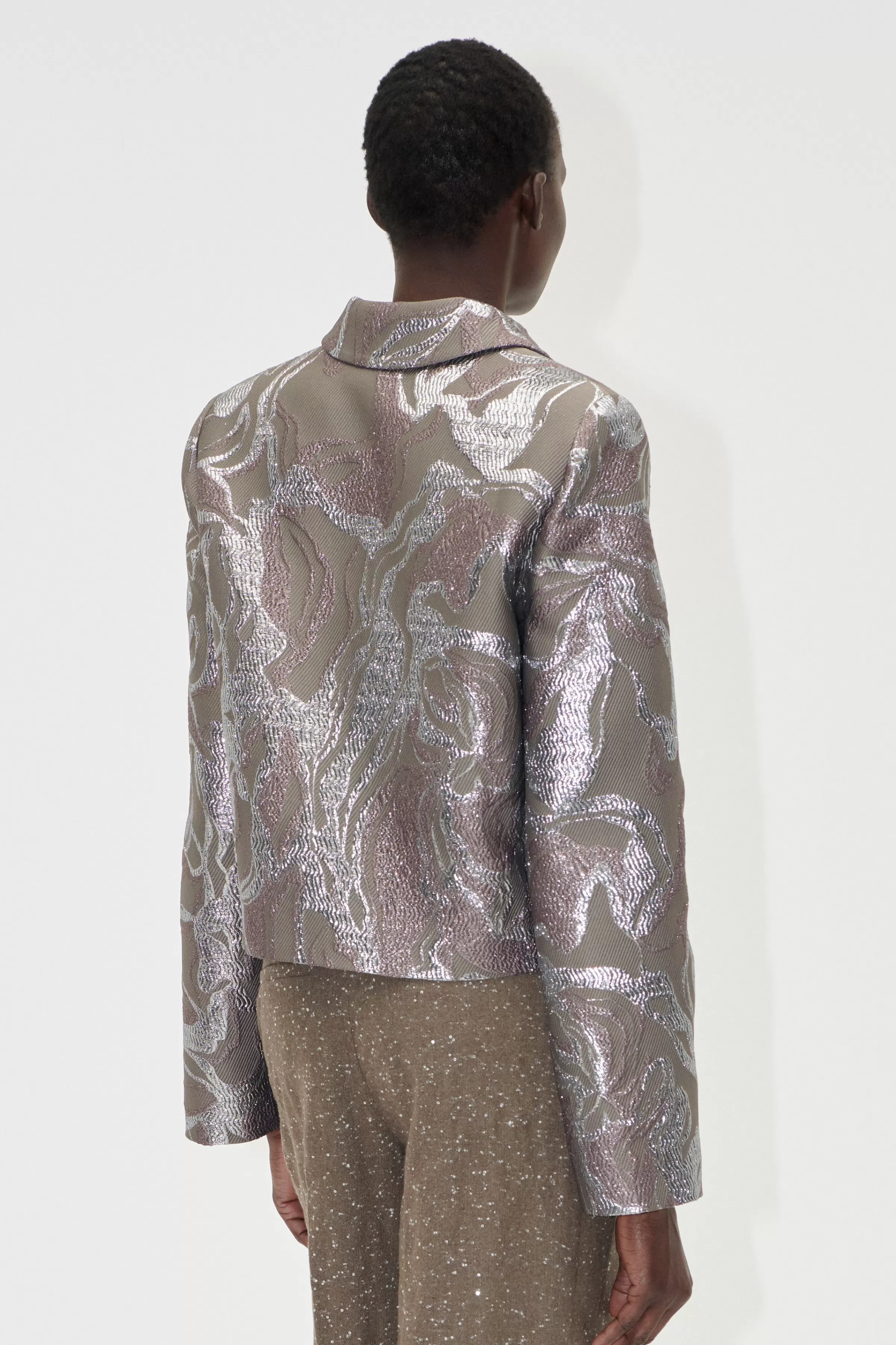 Outerwear-STINE GOYA Boxy Straight Jacket - Abstract Foliage AbstractFoliage