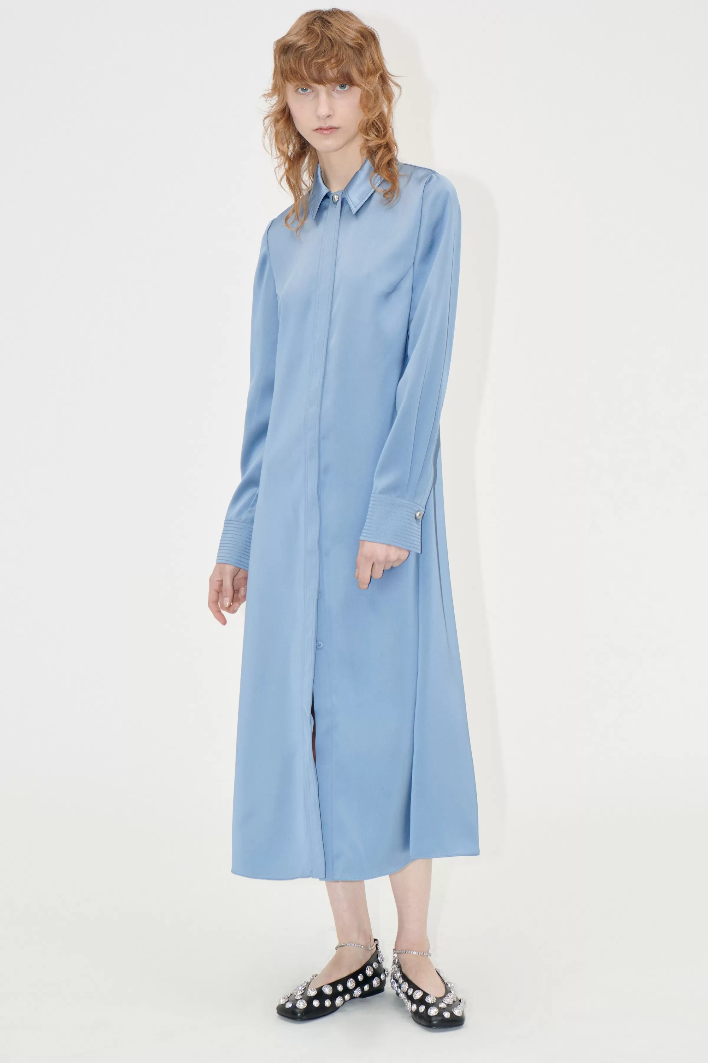 Dresses-STINE GOYA Collared Midi Dress - Infinity Blue InfinityBlue