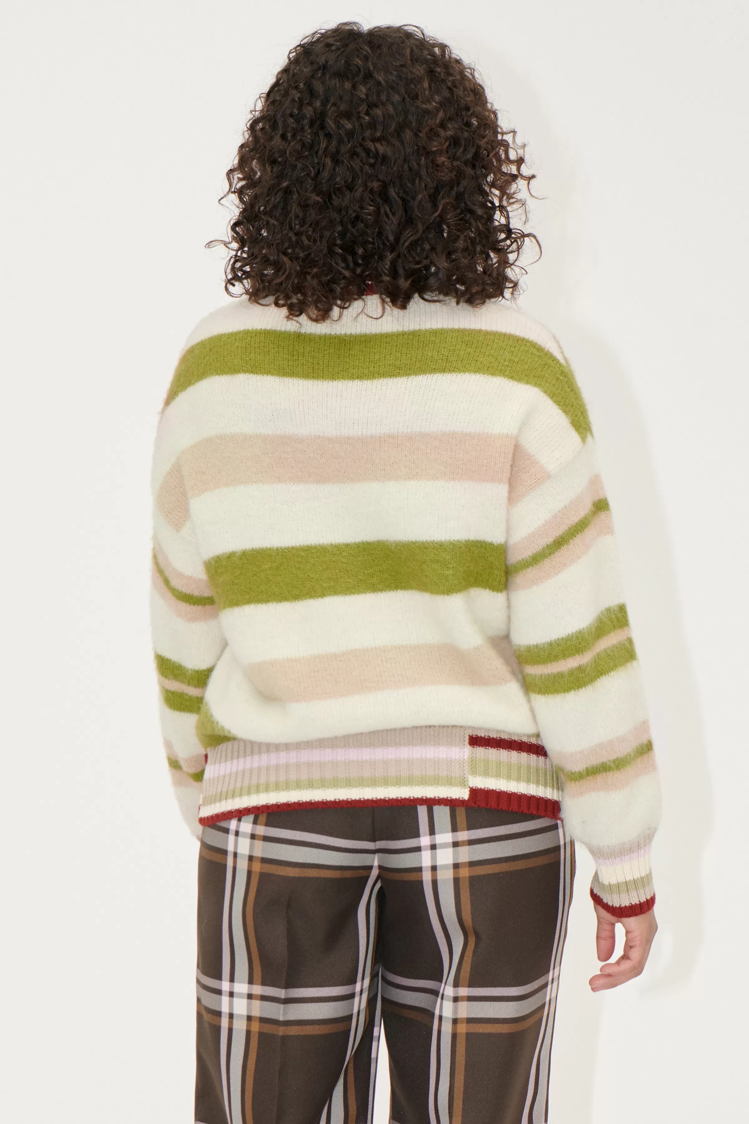 Knitwear-STINE GOYA Crew Neck Sweater - Alpaca Stripe AlpacaStripe