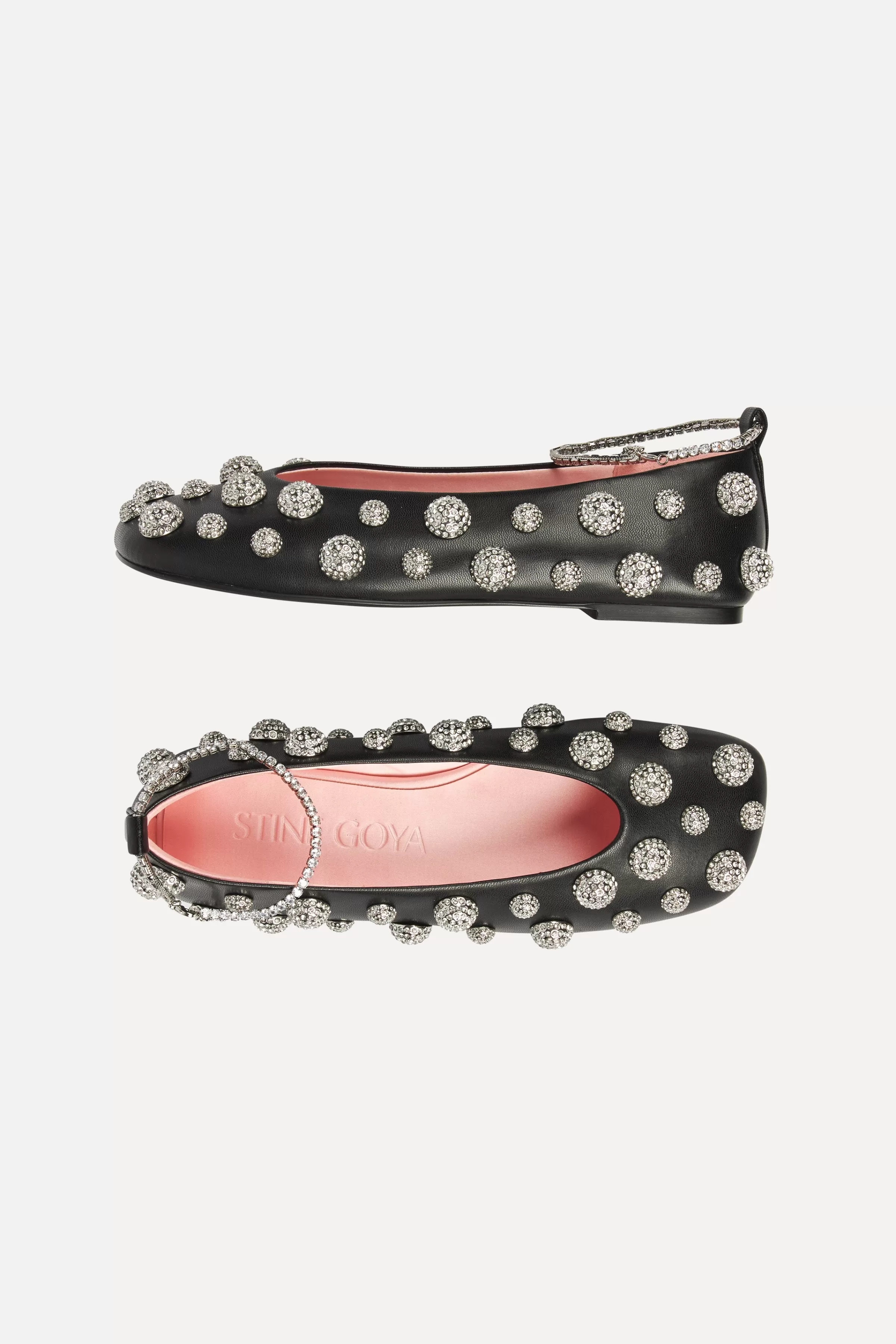 Shoes-STINE GOYA Crystal Studs Ballerina - Black