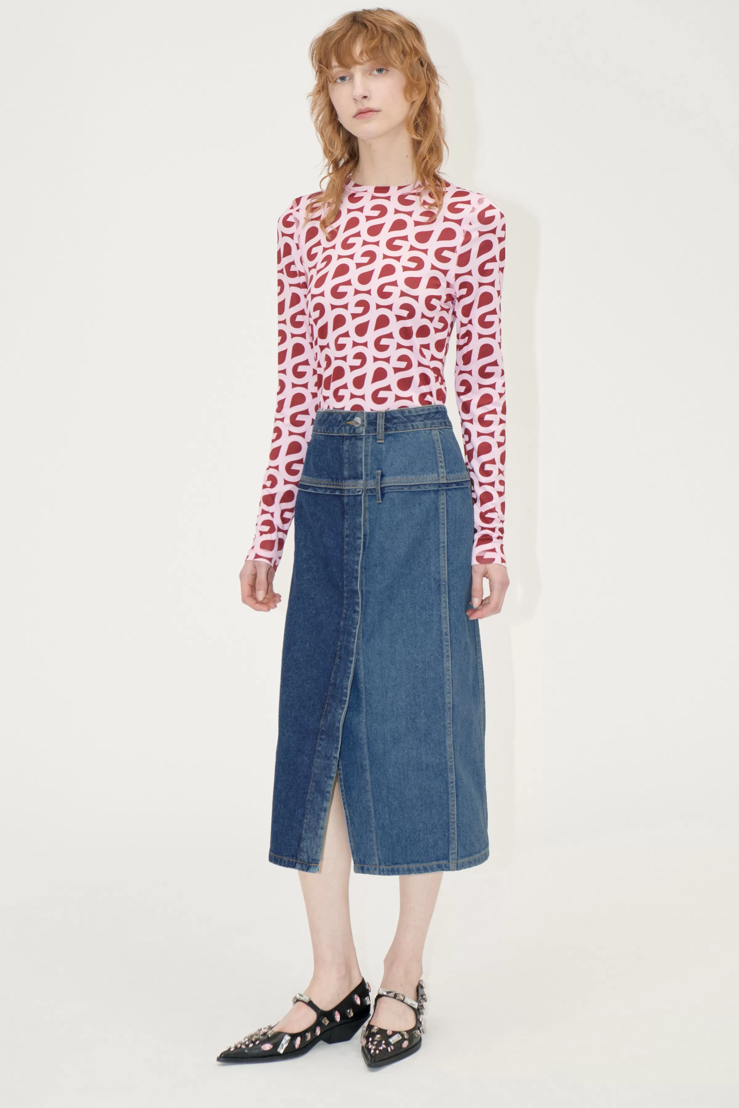 Skirts & Shorts | Denim-STINE GOYA Denim Midi Skirt - Two Tone Denim TwoToneDenim