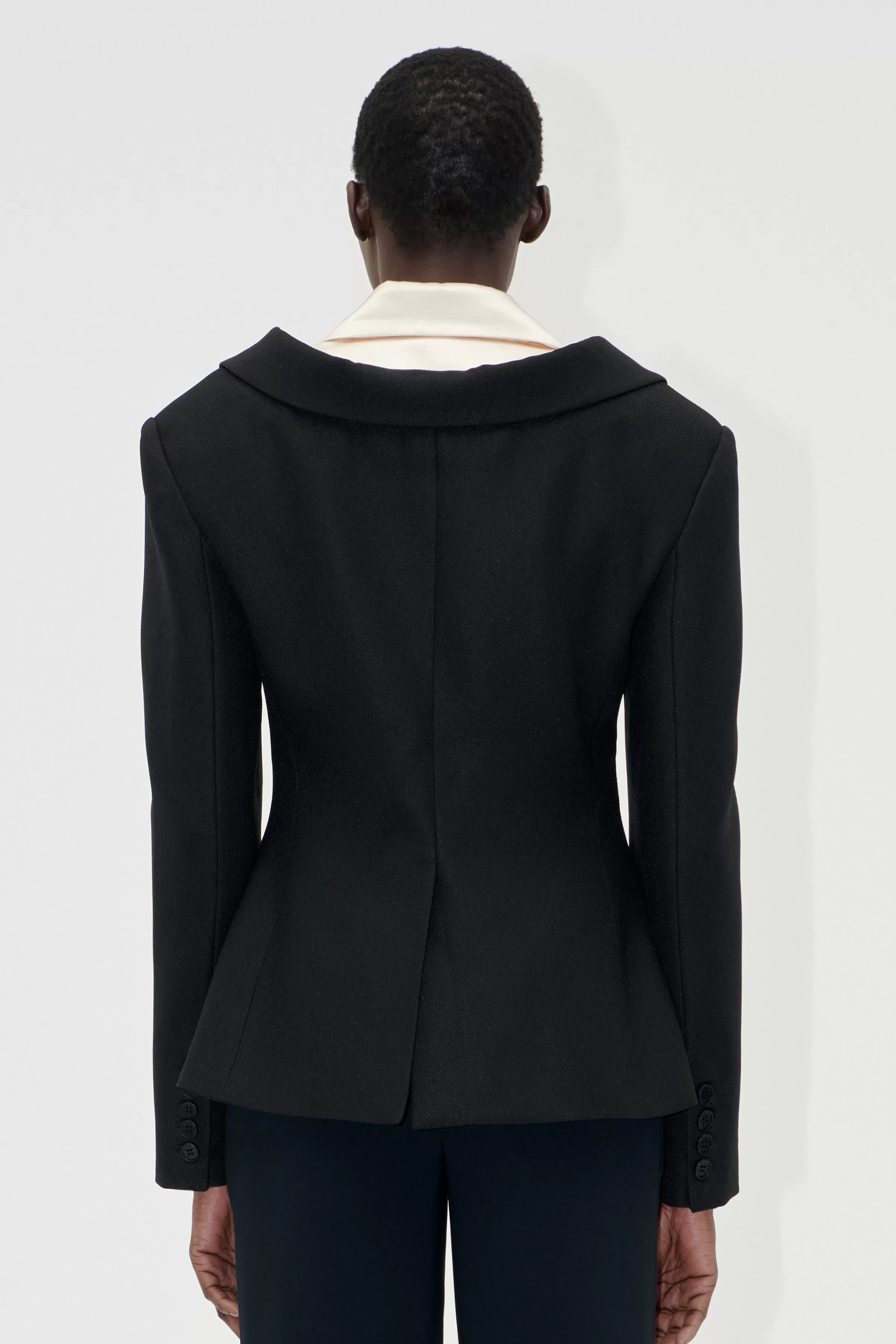 Tailoring-STINE GOYA Double Collar Tailored Jacket - Black / Butter Milk