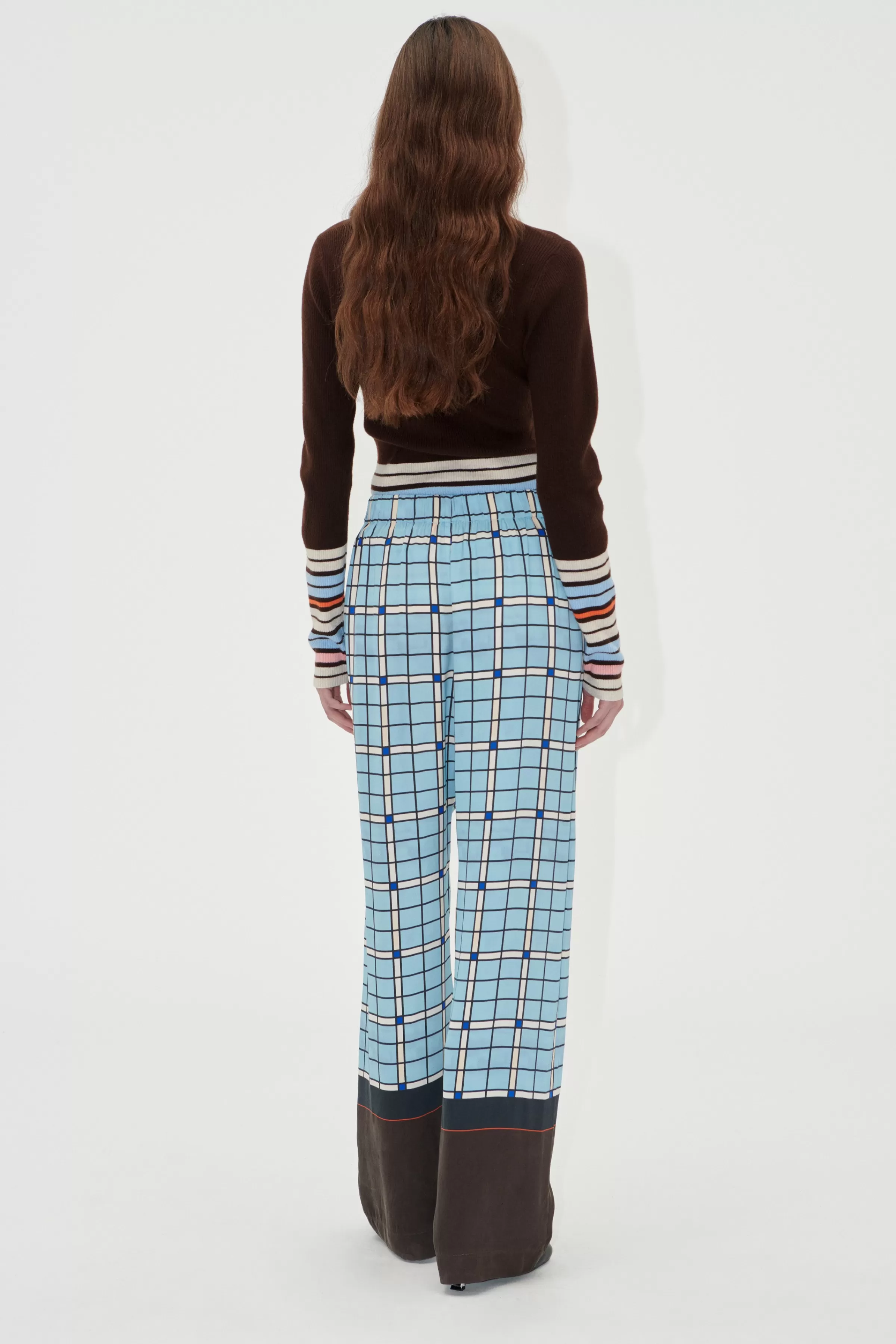 Pants-STINE GOYA Elasticated Long Pants - Window Check WindowCheck