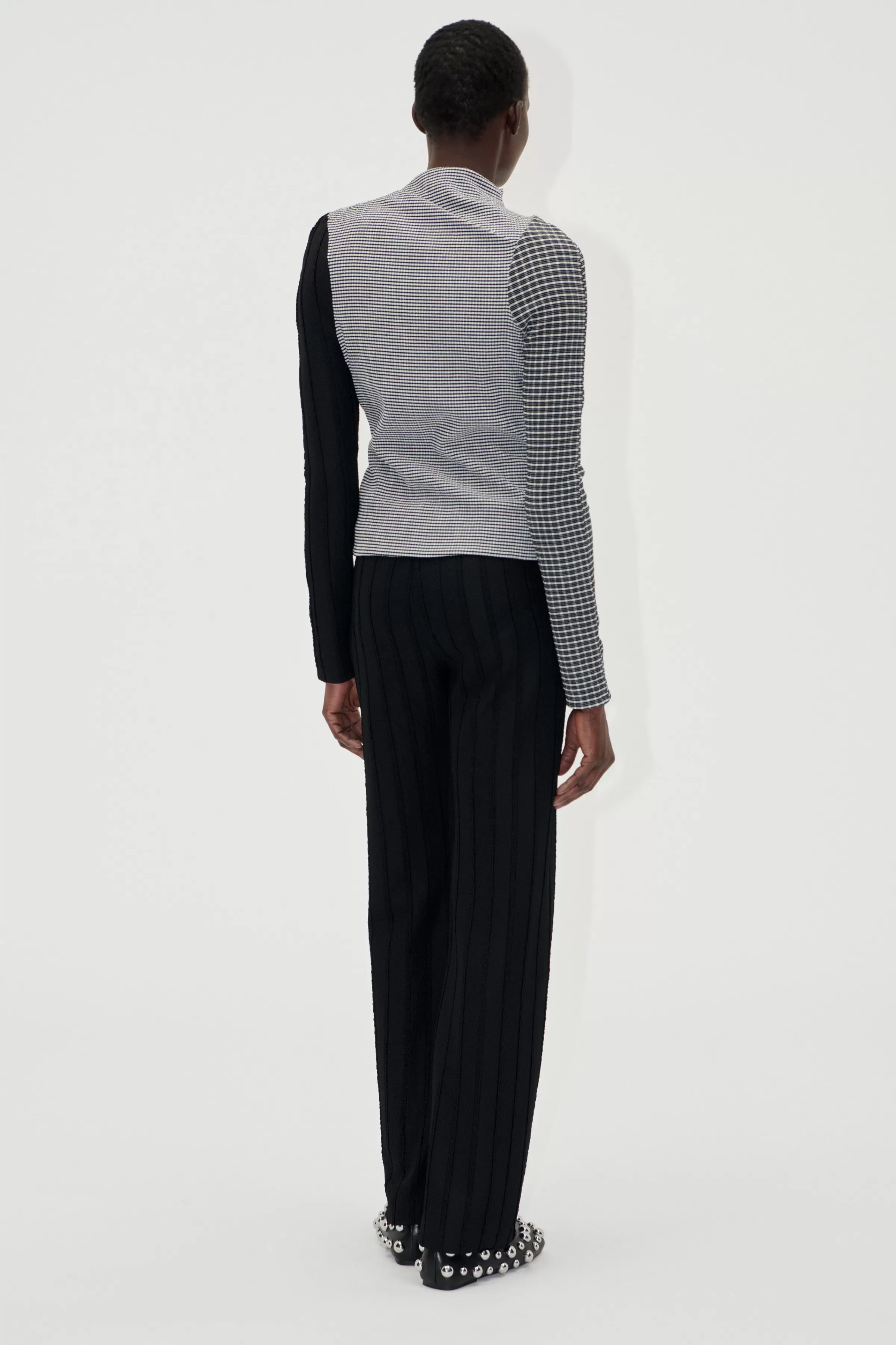 Pants-STINE GOYA Elasticated Straight Long Pants - Black / White