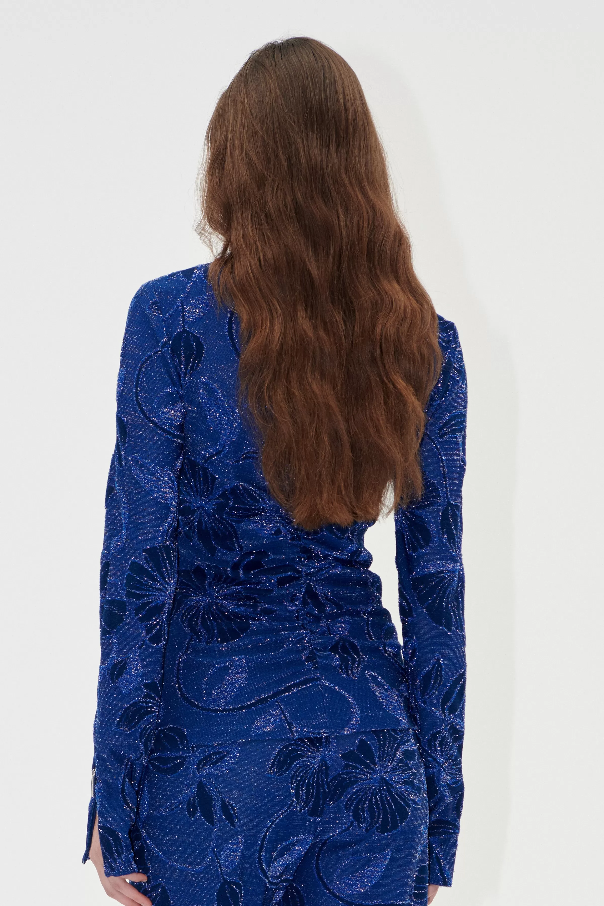 Tops & Shirts-STINE GOYA Gathered Long Sleeve High Neck Collar Top - Fine Line Poppies FineLinePoppies