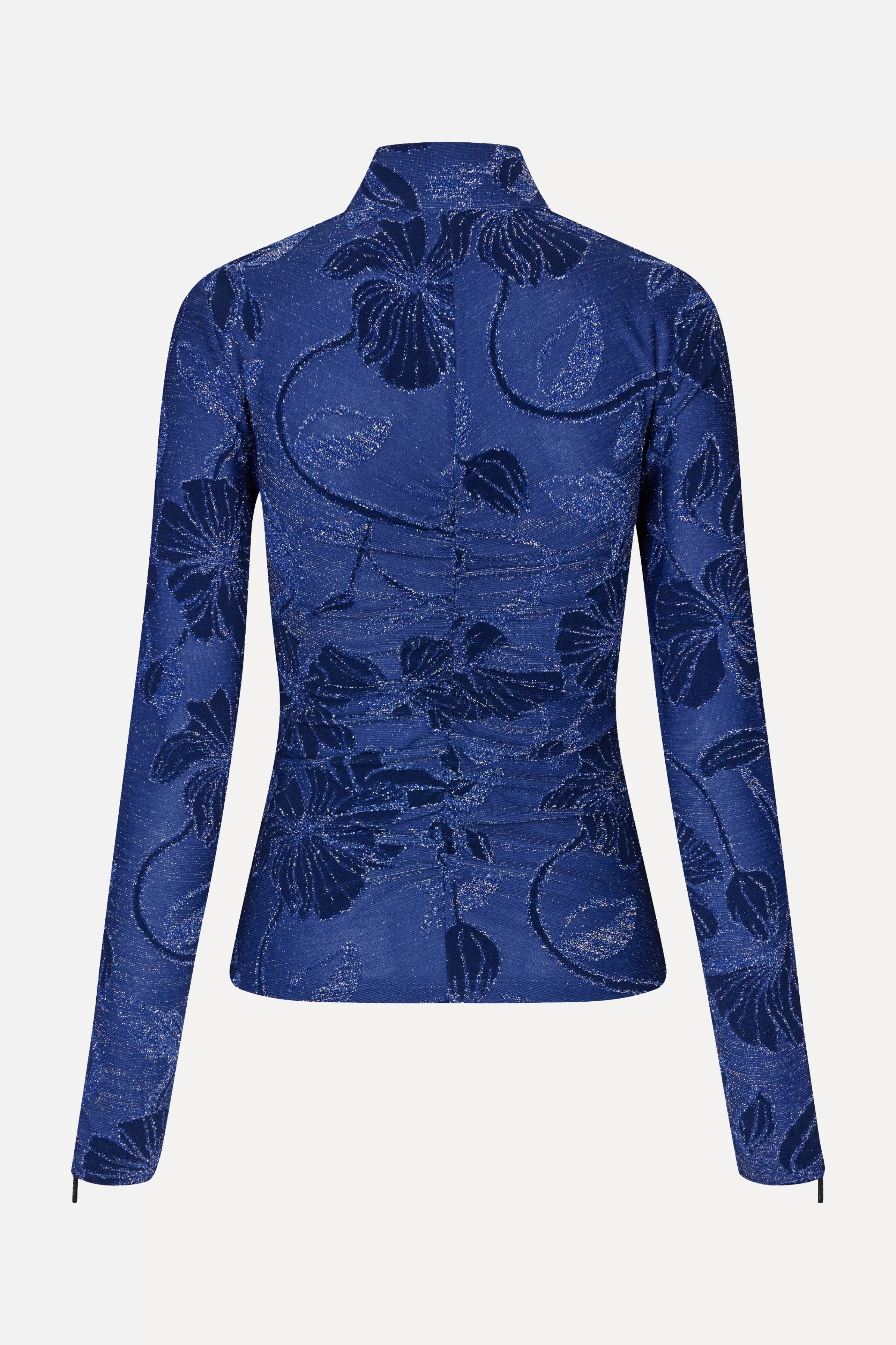Tops & Shirts-STINE GOYA Gathered Long Sleeve High Neck Collar Top - Fine Line Poppies FineLinePoppies
