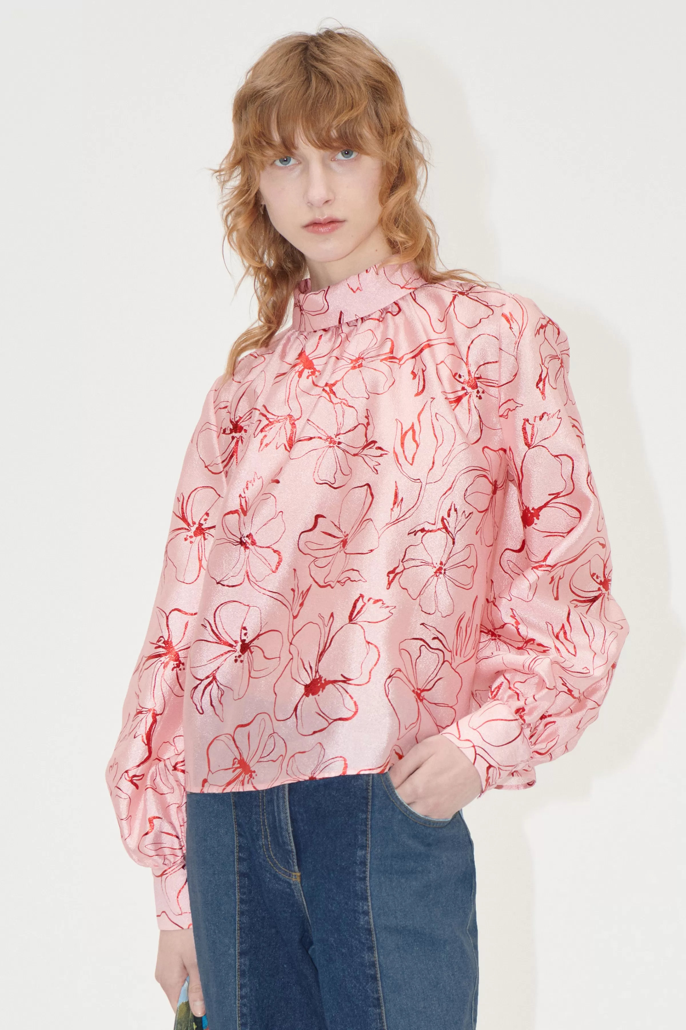 Tops & Shirts-STINE GOYA Gathered Long Sleeve Top - Foil Foliage FoilFoliage