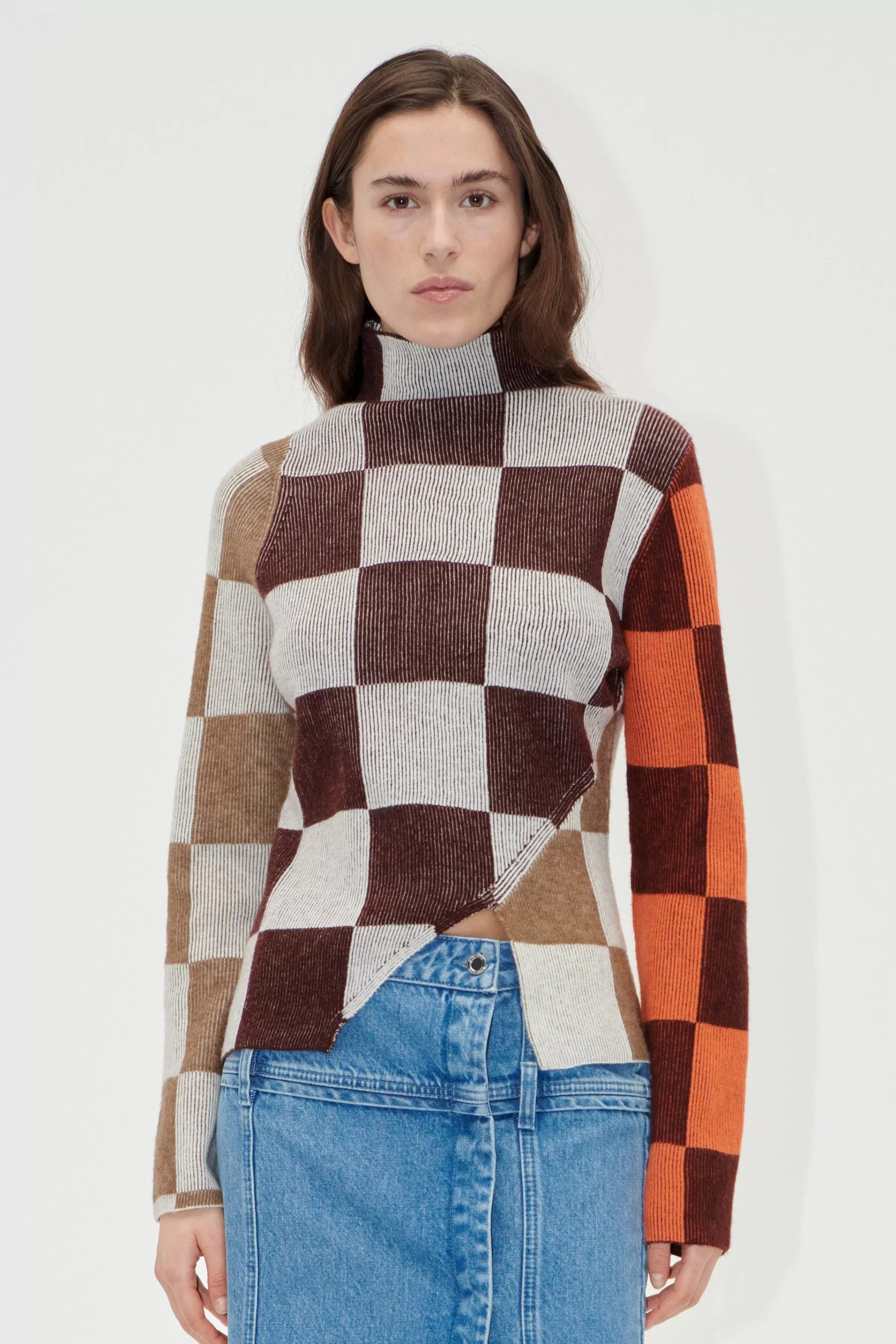 Knitwear | Tops & Shirts-STINE GOYA Long Sleeve Asymmetric Top - Chocolate Combo ChocolateCombo