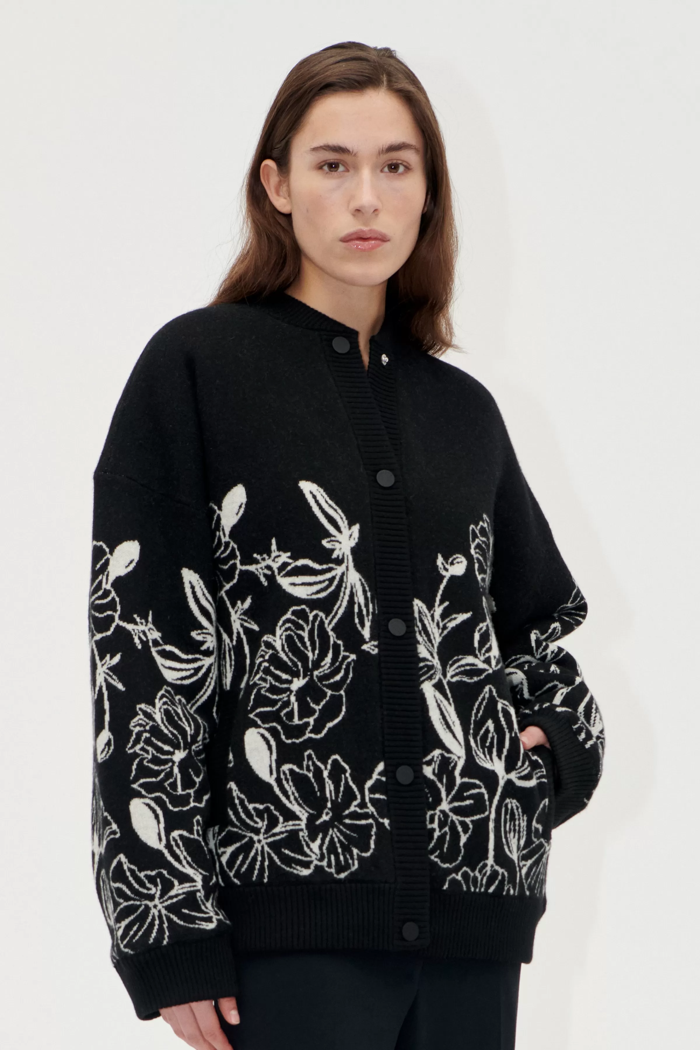 Outerwear | Knitwear-STINE GOYA Long Sleeve Cardigan - Eccentric Floral EccentricFloral