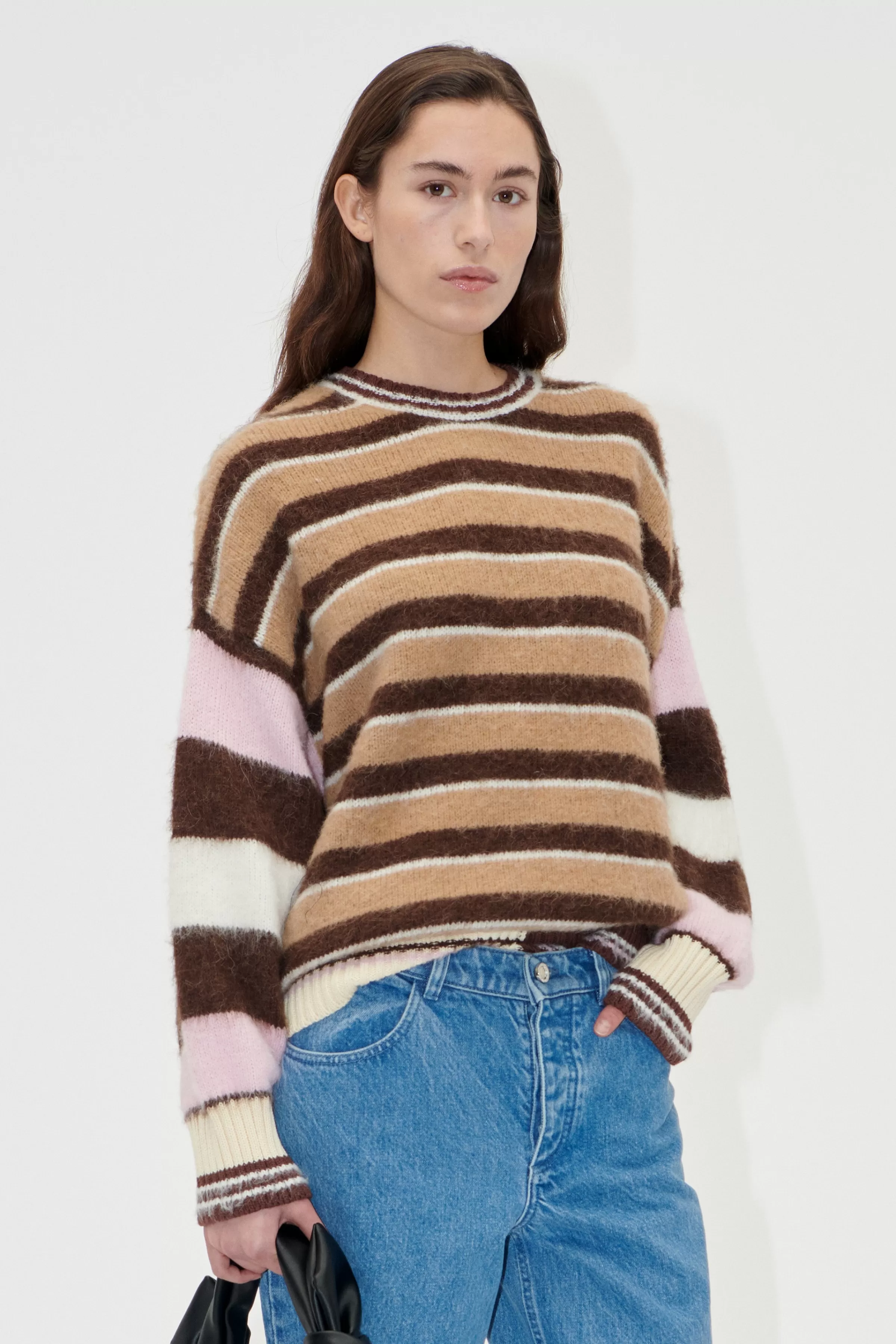 Knitwear-STINE GOYA Long Sleeve Crew Neckline Jumper - Multi Stripes MultiStripes