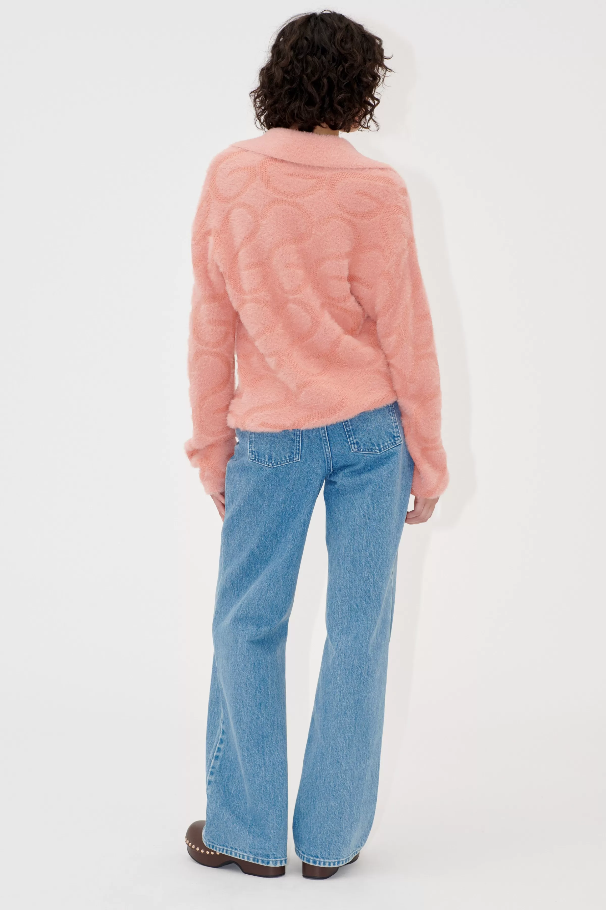 Knitwear-STINE GOYA Long Sleeve Cropped Cardigan - SG Monogram Pink SGMonogramPink