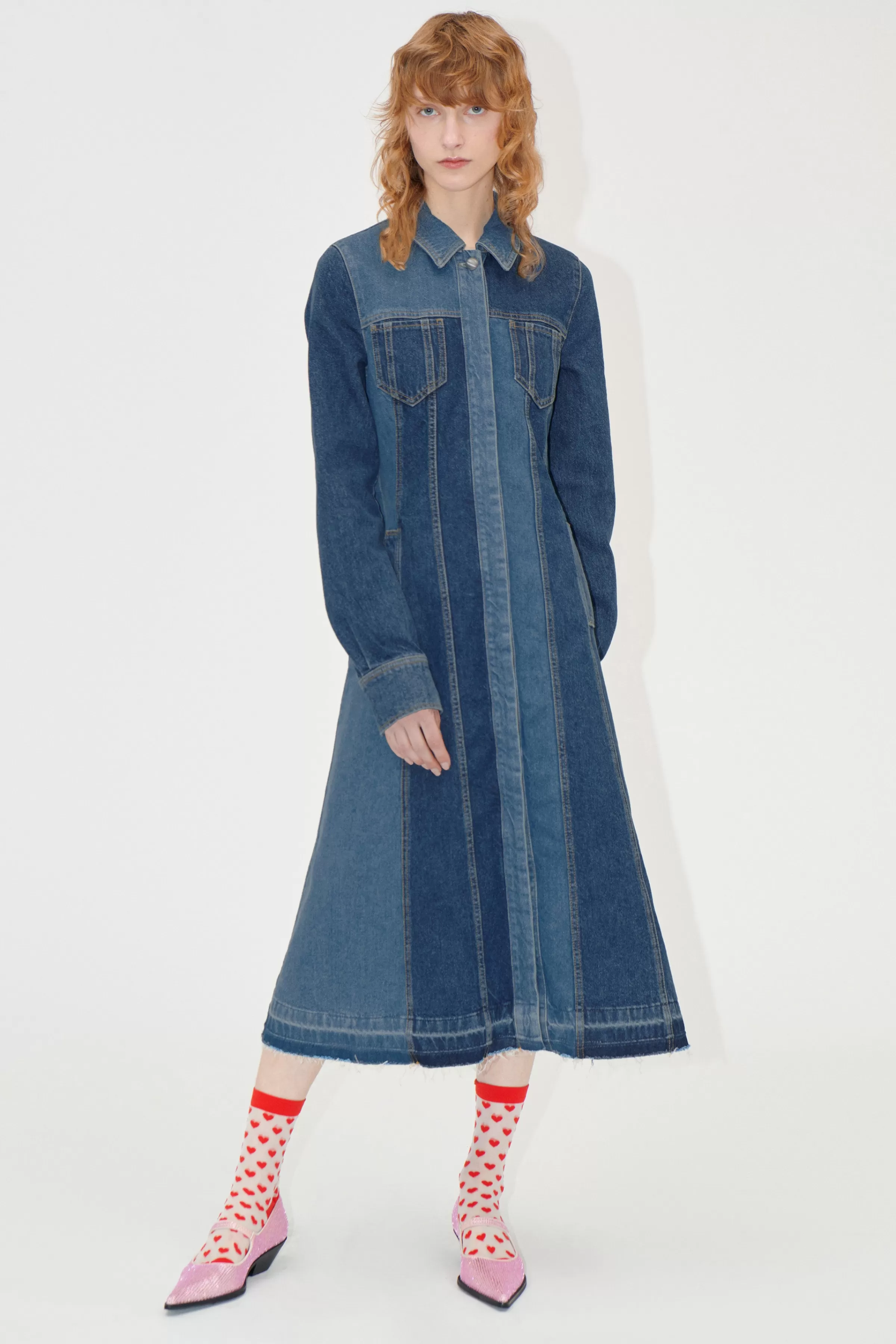 Denim | Dresses-STINE GOYA Long Sleeve Denim Dress - Two Tone Denim TwoToneDenim