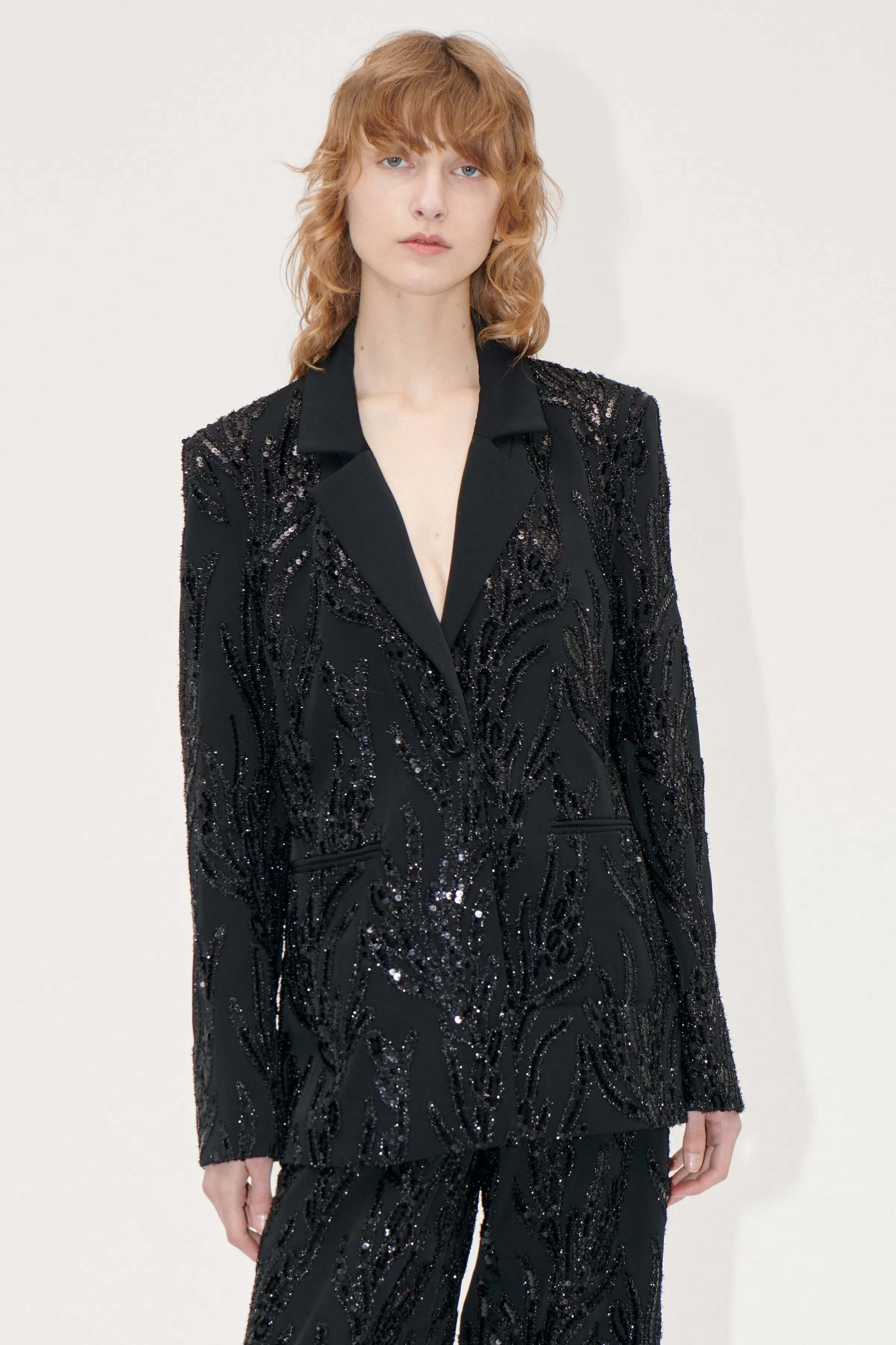 Tailoring-STINE GOYA Long Sleeve Fitted Blazer - Abstract Embellishment AbstractEmbellishment