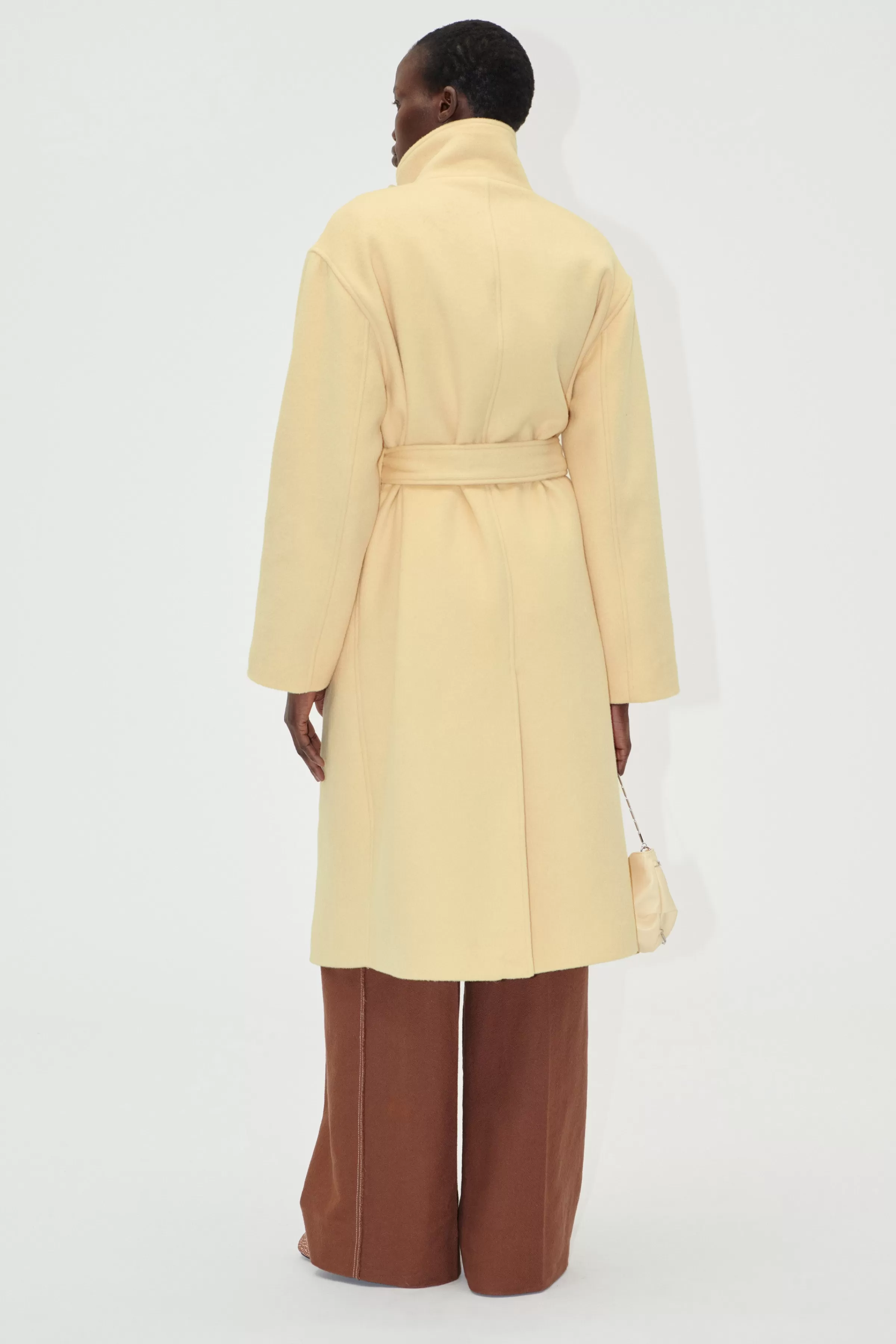 Outerwear-STINE GOYA Long Sleeve High Collar Coat - Butter Milk ButterMilk