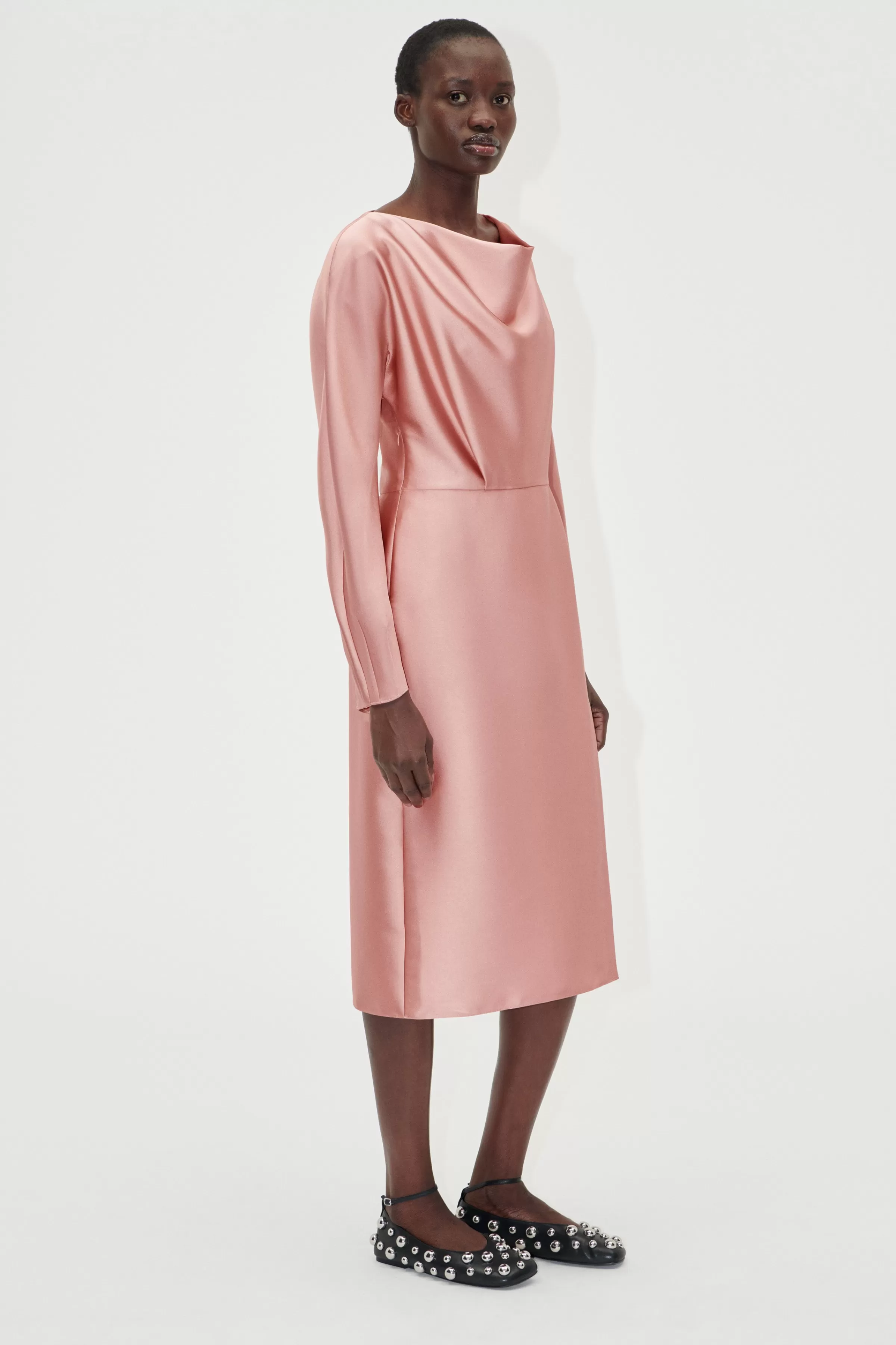 Dresses-STINE GOYA Long Sleeve Midi Dress - Rose Tan RoseTan