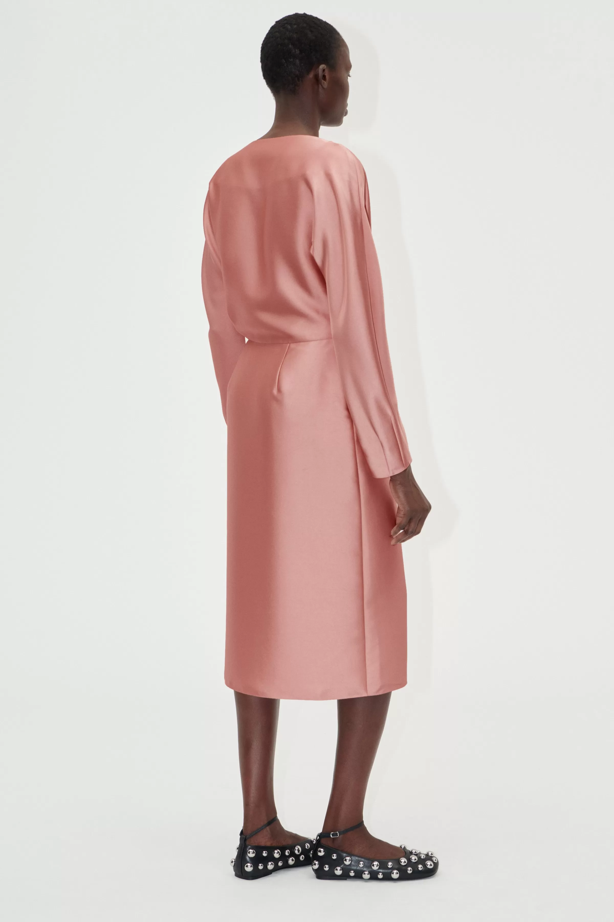 Dresses-STINE GOYA Long Sleeve Midi Dress - Rose Tan RoseTan