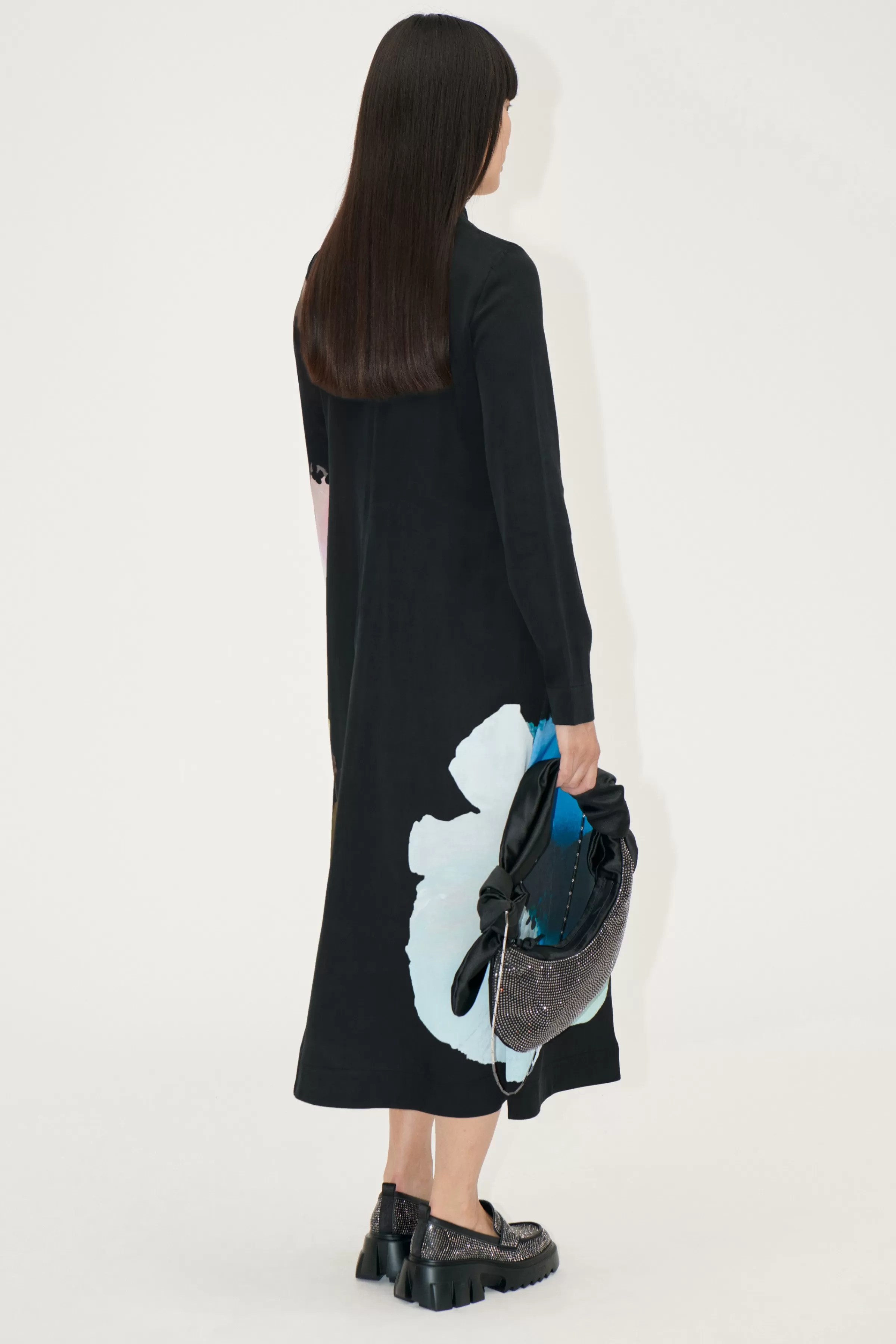 Dresses-STINE GOYA Long Sleeve Midi Dress - Watercolor Bloom Maxi WatercolorBloomMaxi