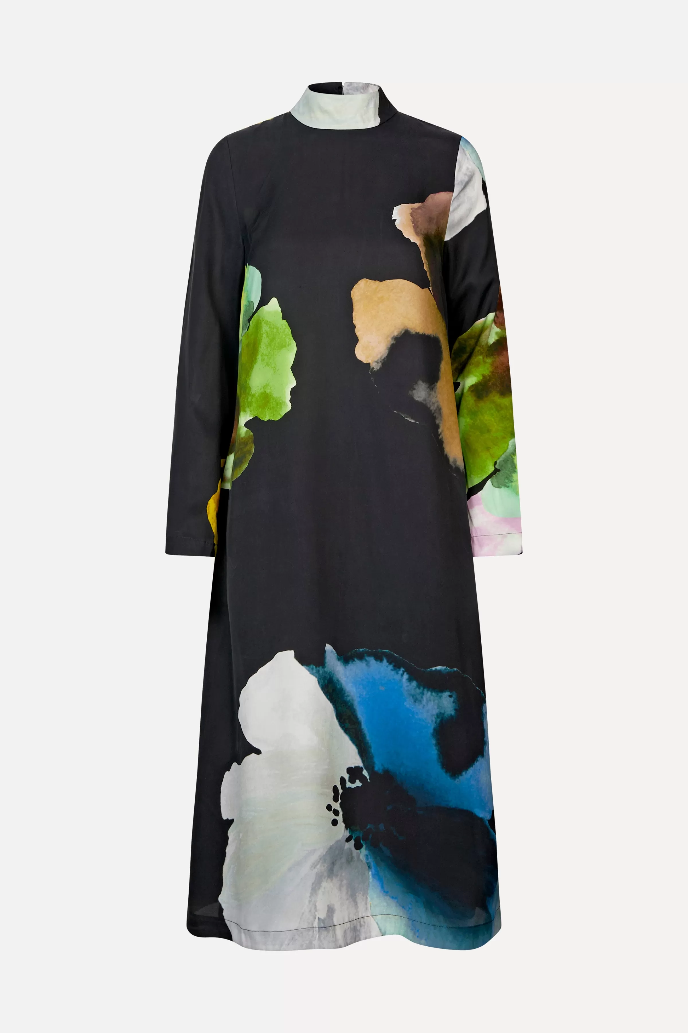 Dresses-STINE GOYA Long Sleeve Midi Dress - Watercolor Bloom Maxi WatercolorBloomMaxi