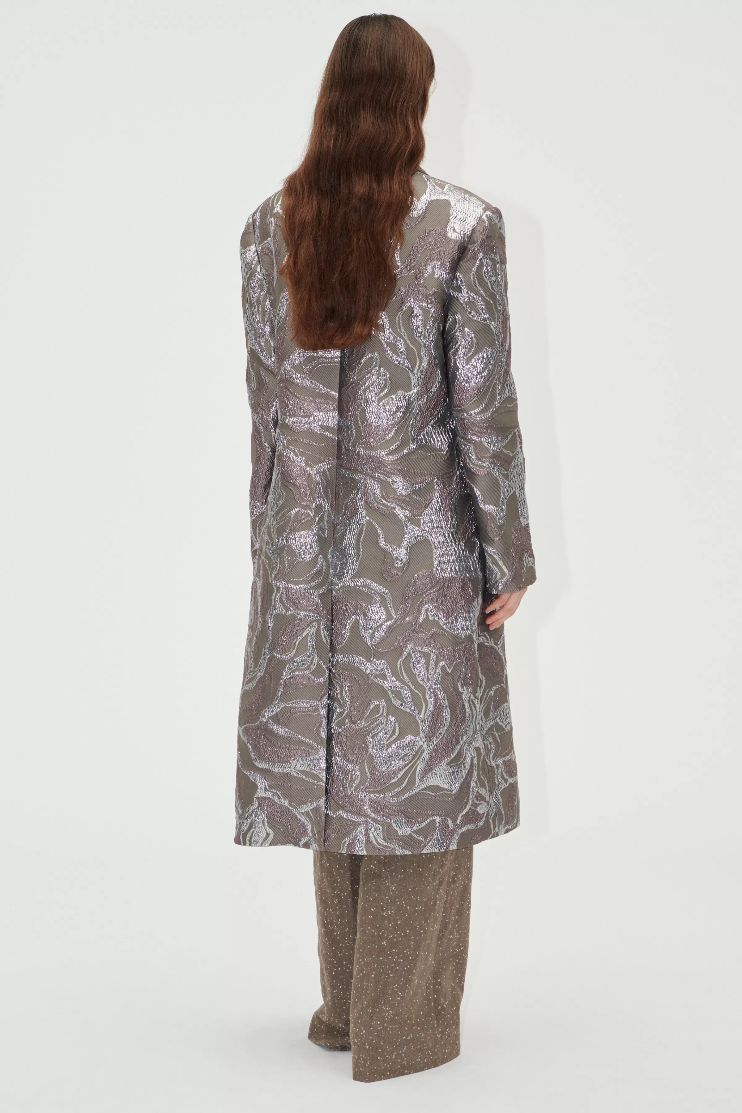 Outerwear-STINE GOYA Long Sleeve Straight Coat - Abstract Foliage AbstractFoliage