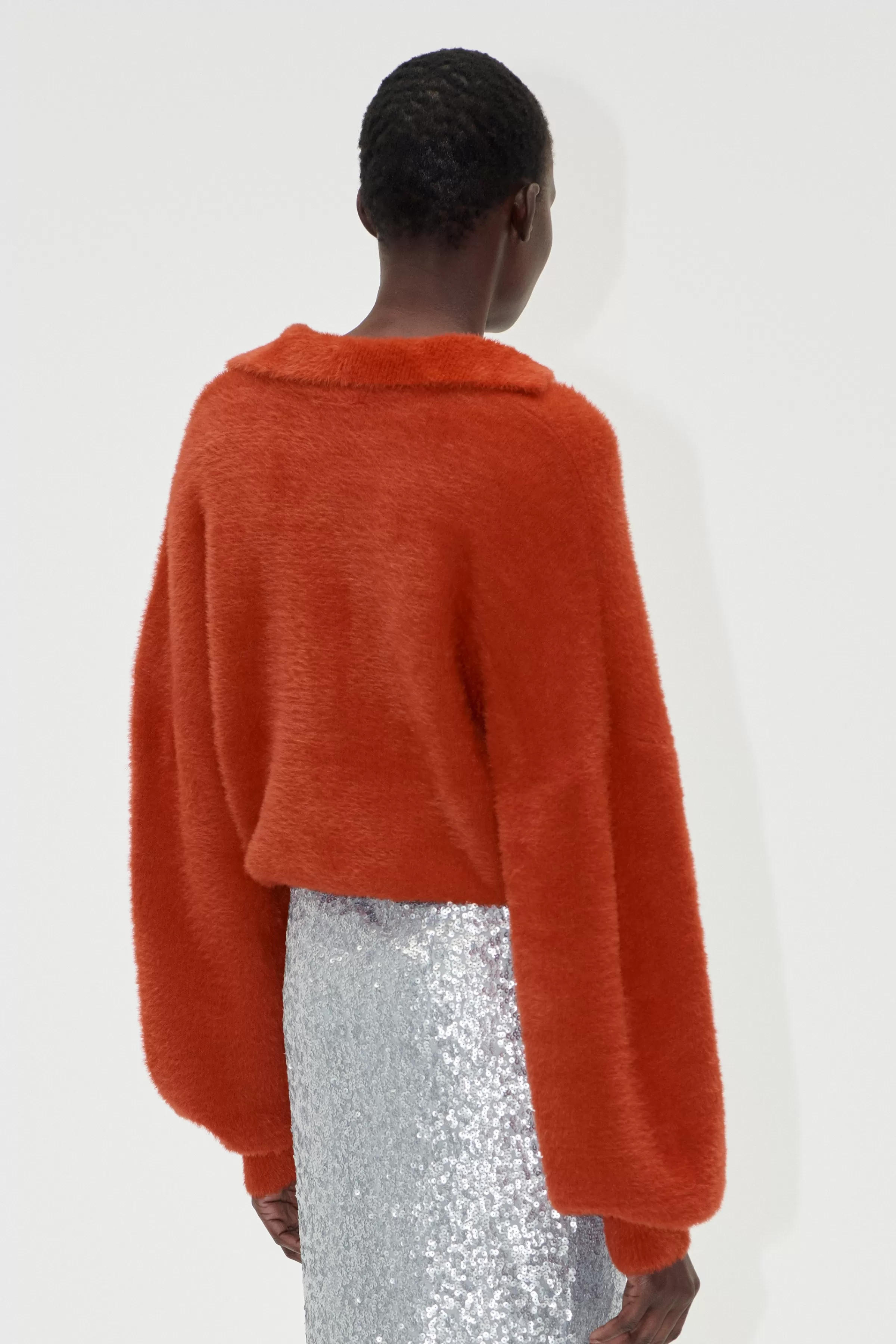 Knitwear-STINE GOYA Long Sleeve V Neckline Collar Jumper - Red Ochre RedOchre