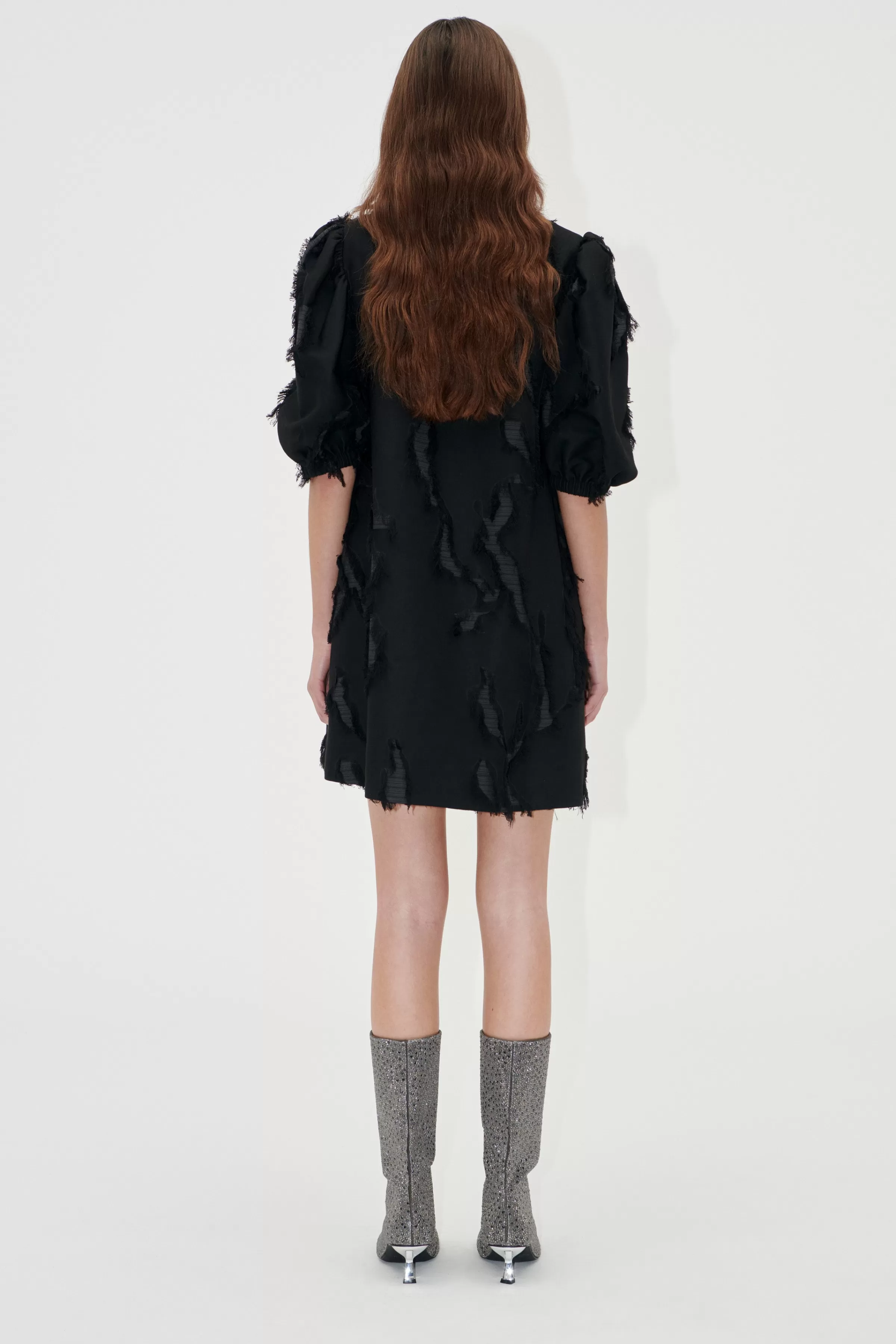 Dresses-STINE GOYA Puffy Sleeves Mini Dress - Jet Black JetBlack