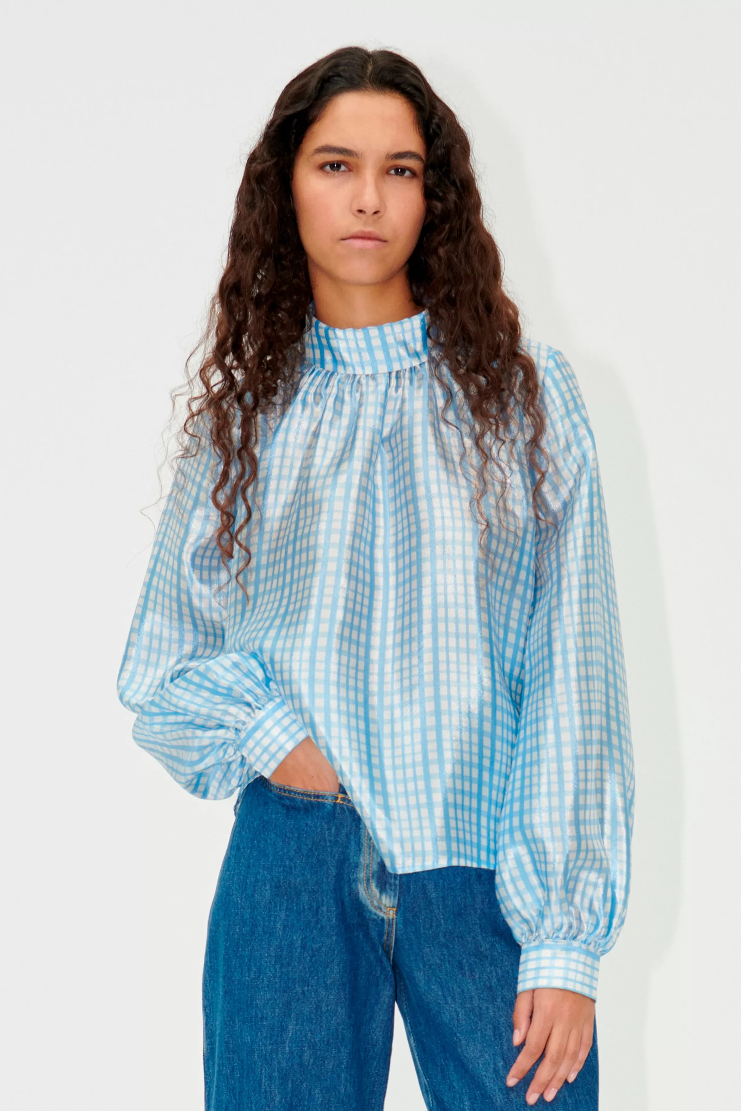 Tops & Shirts-STINE GOYA SGAshley Blouse - Blue Check BlueCheck