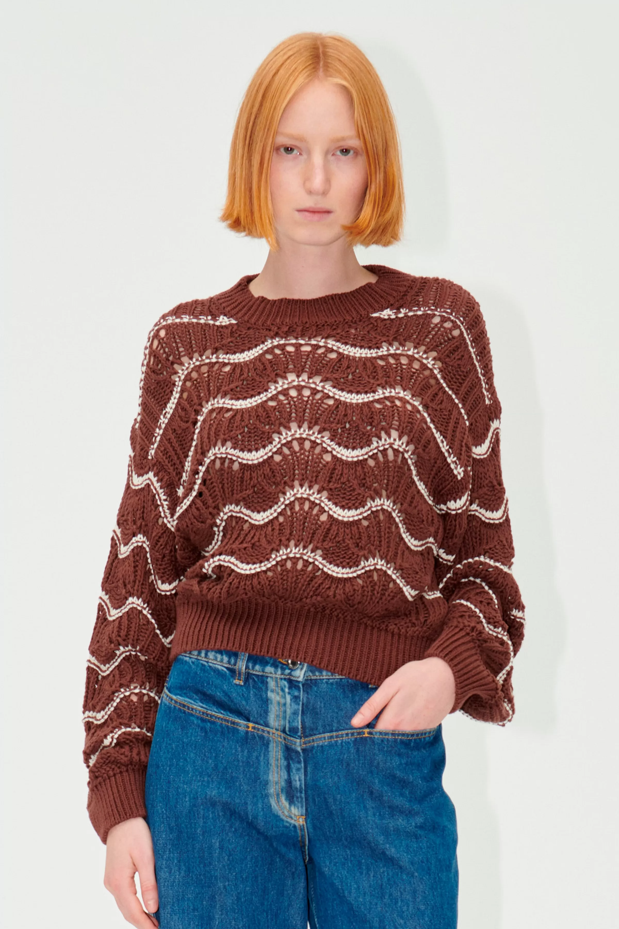 Knitwear-STINE GOYA SGDirch Jumper - Cream Waves CreamWaves