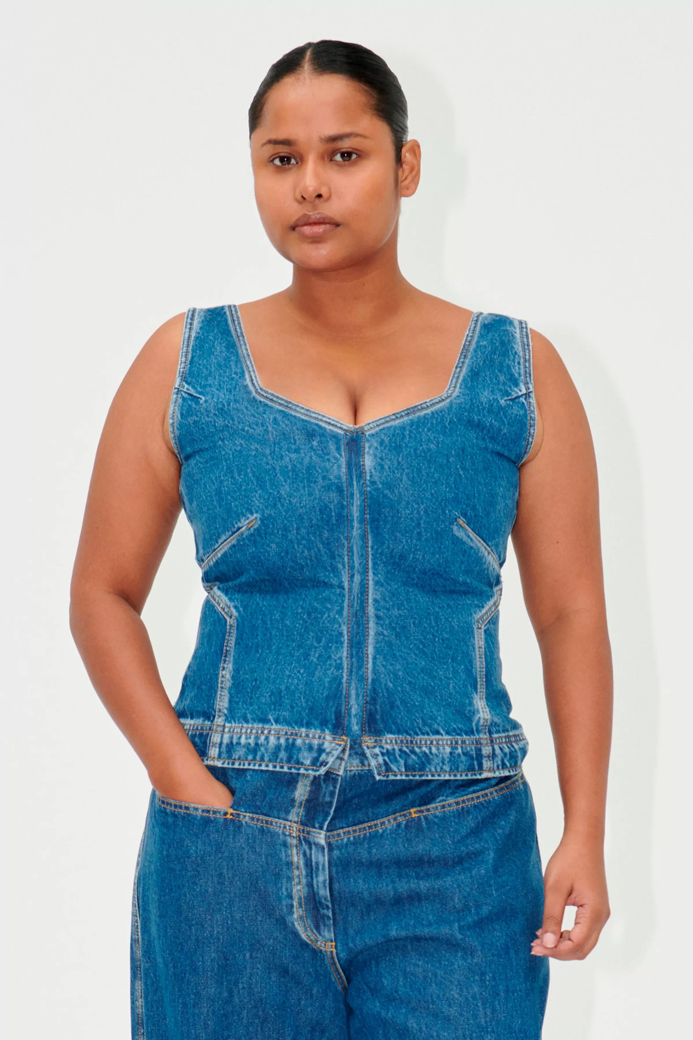 Denim | Tops & Shirts-STINE GOYA SGEliana Denim Top - Trompe L'oeil TrompeL'oeil