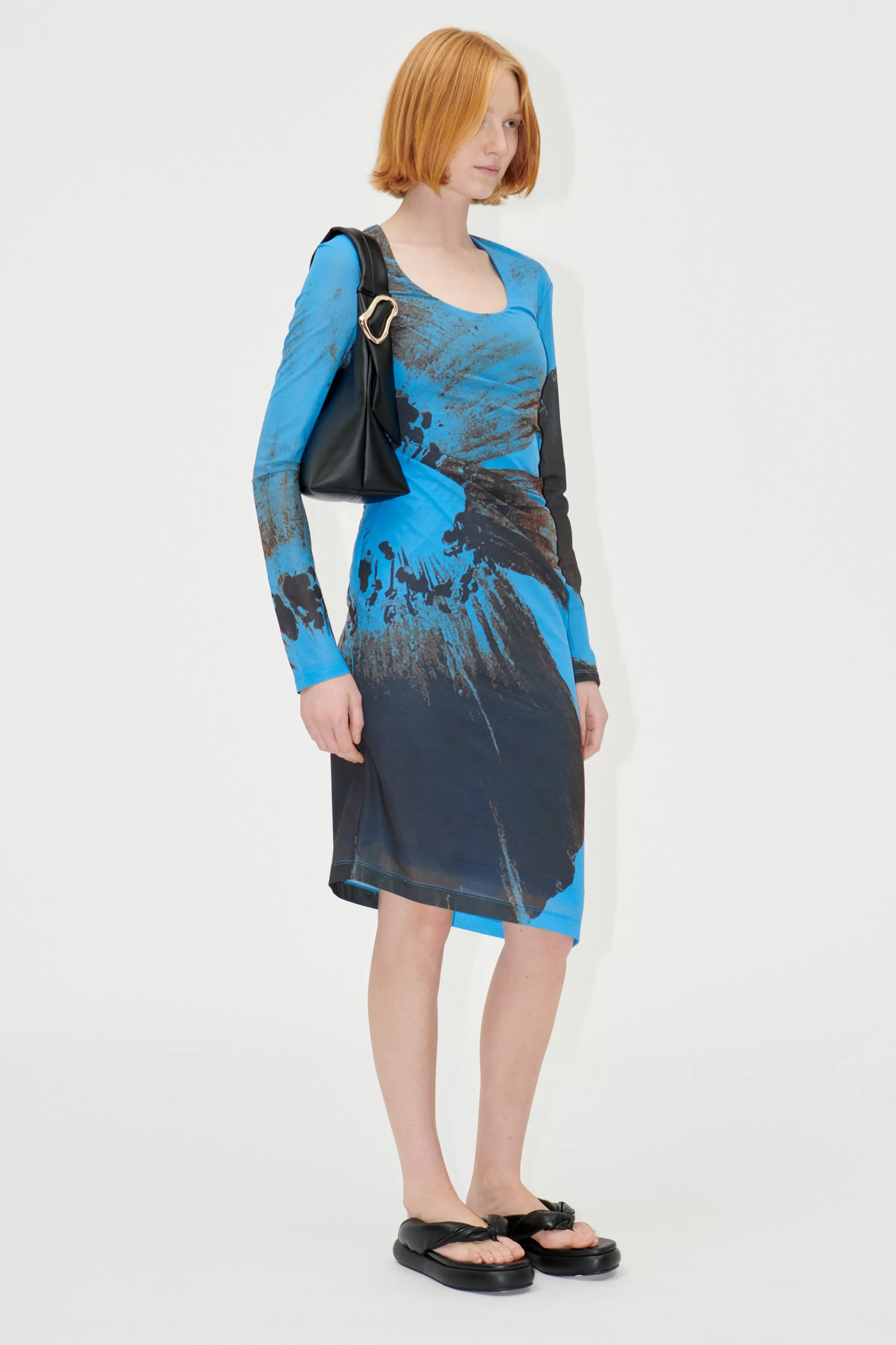 Dresses-STINE GOYA SGLeonora Dress - Brown Brush Stroke Poppy BrownBrushStrokePoppy