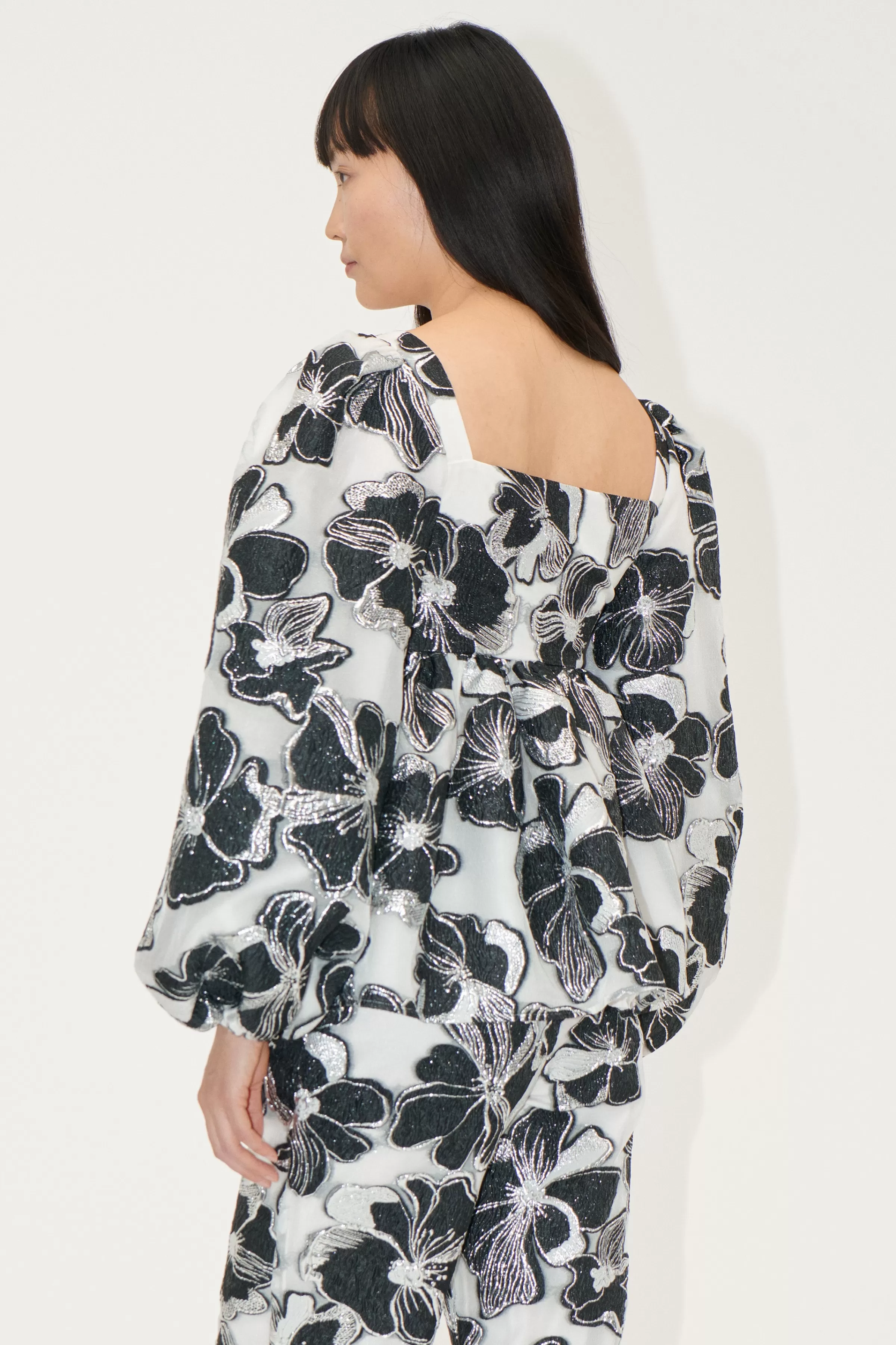 Tops & Shirts-STINE GOYA Square Neck Long Sleeve Top - Anemone Jacquard AnemoneJacquard