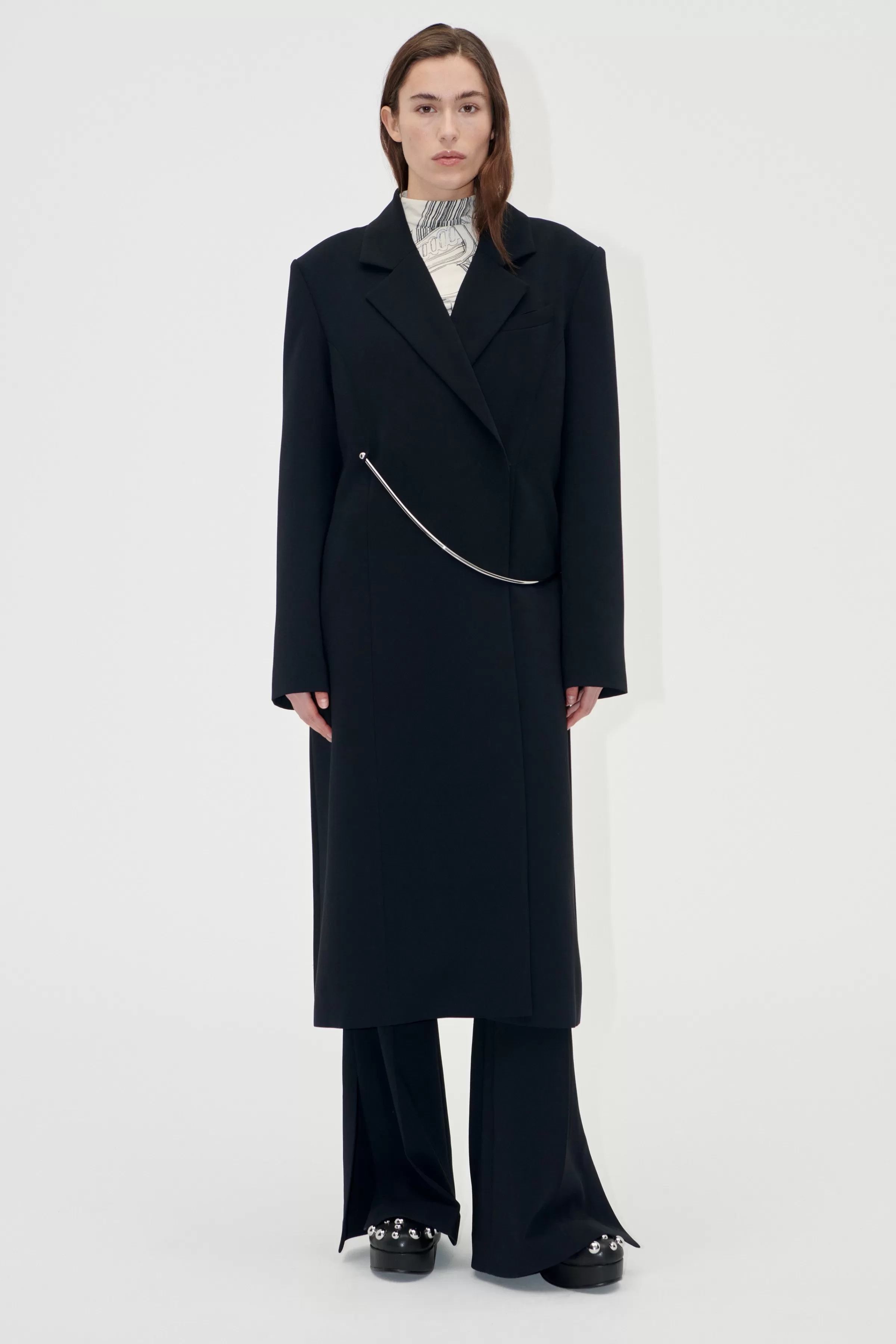 Tailoring | Outerwear-STINE GOYA Straight Long Sleeve Coat - Black