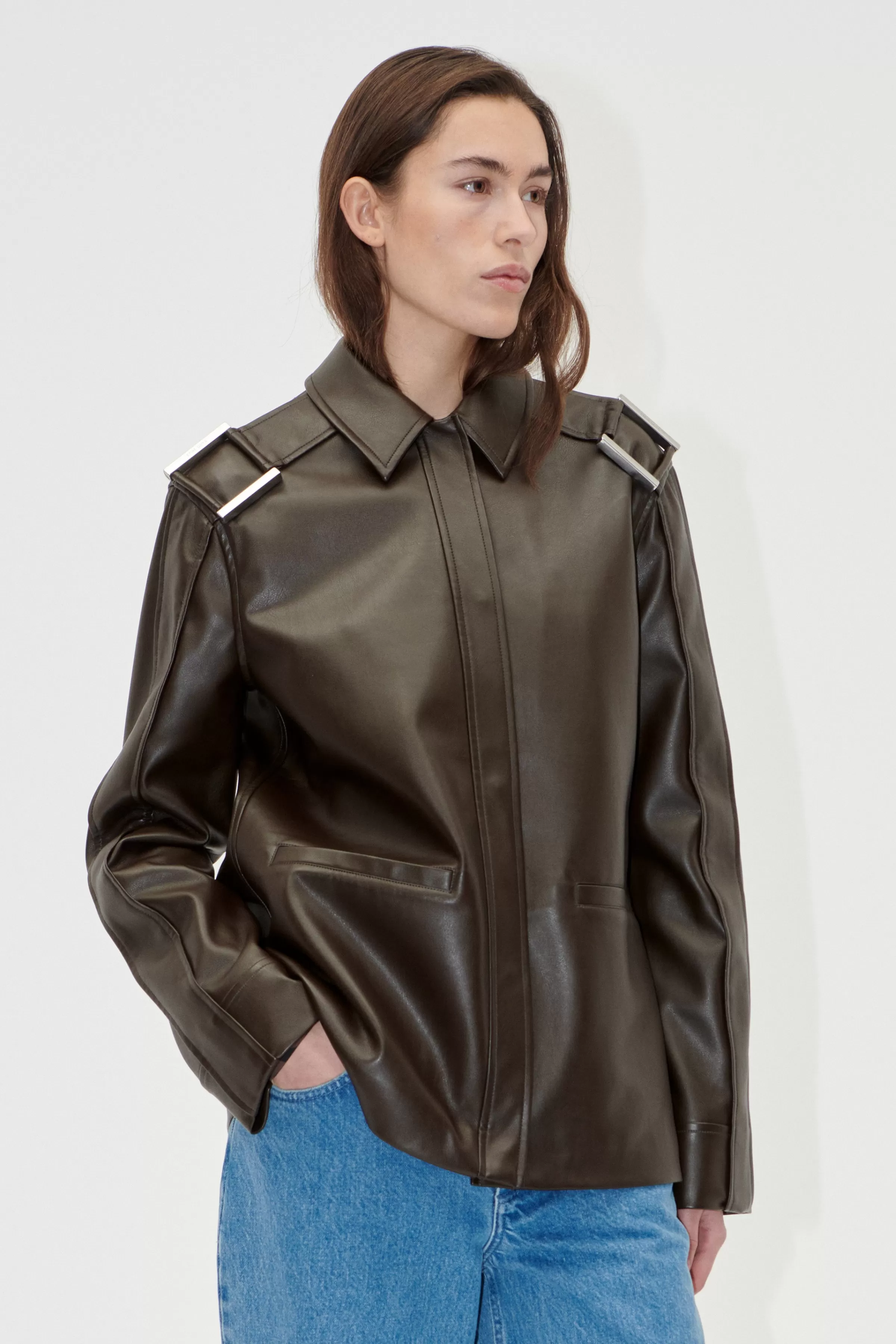 Outerwear | Tops & Shirts-STINE GOYA Straight Sleeve Jacket - Chocolate