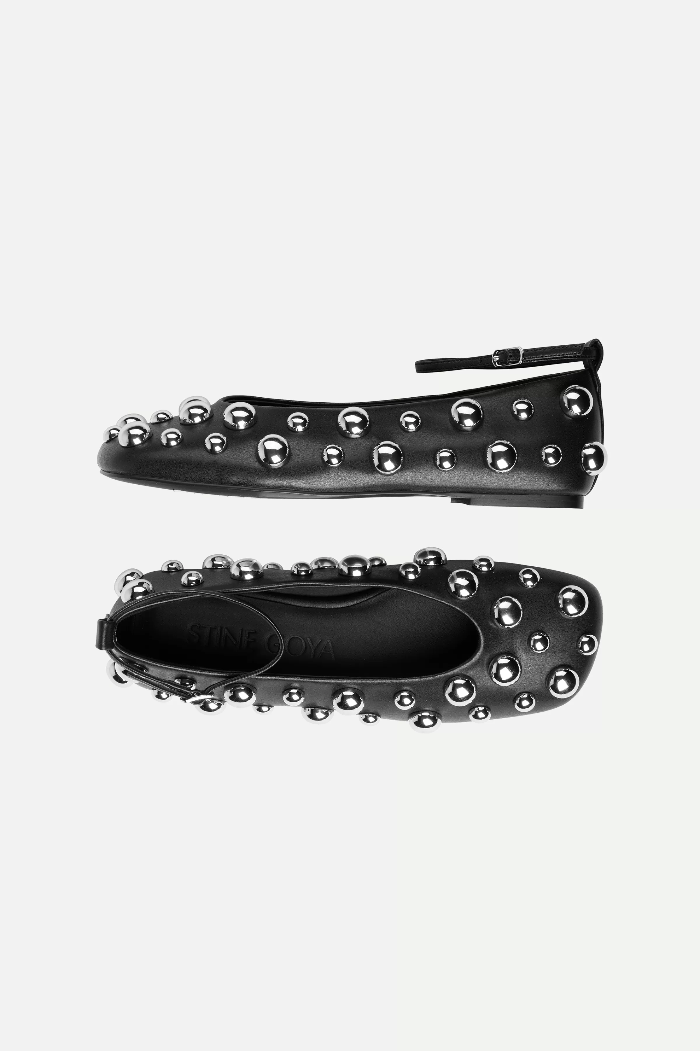 Shoes-STINE GOYA Studded Ballerina - Jet Black JetBlack