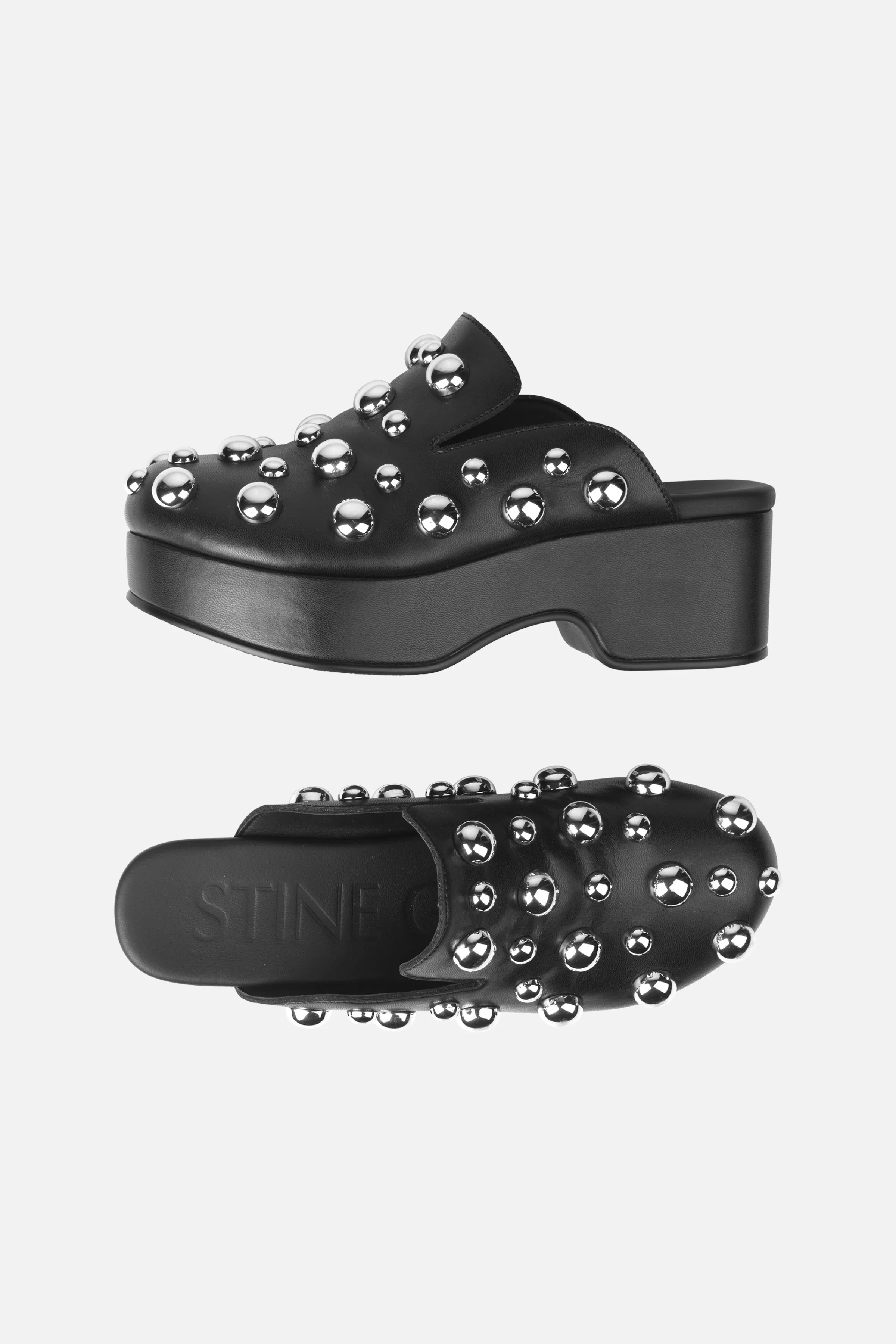 Shoes-STINE GOYA Studded Clog - Jet Black JetBlack