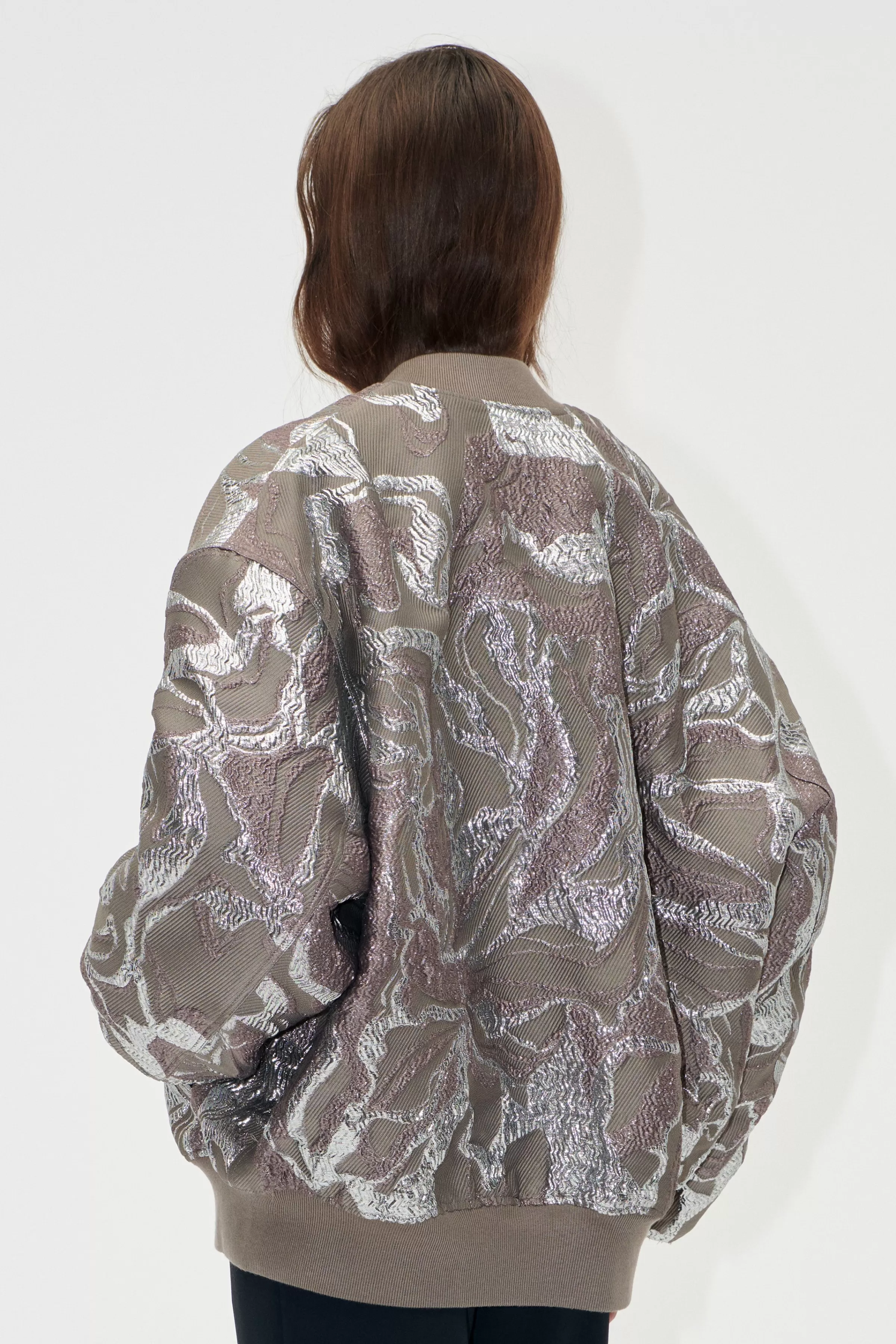 Outerwear-STINE GOYA Volominous Bomber Jacket - Abstract Foliage AbstractFoliage