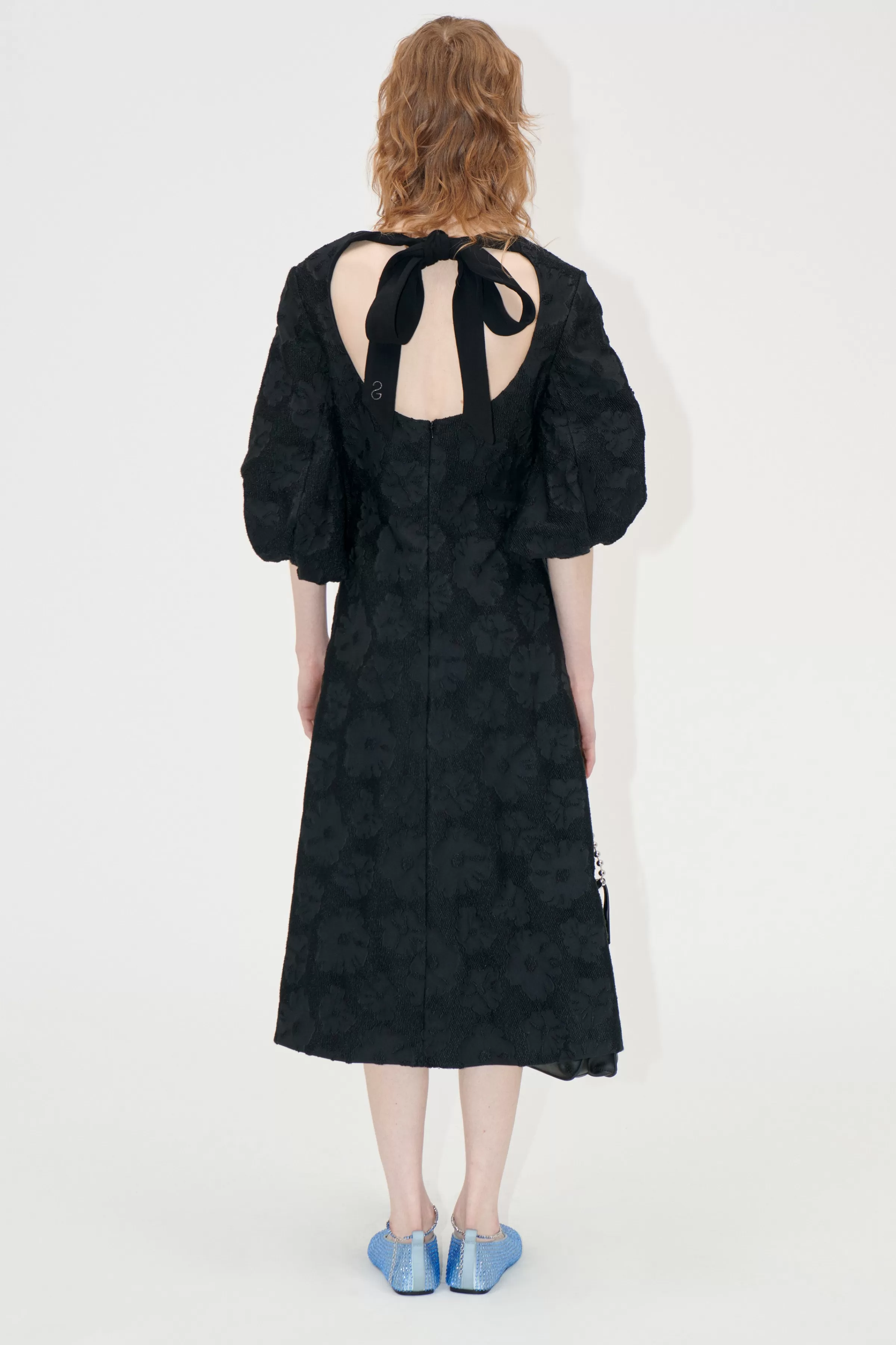 Dresses-STINE GOYA 3/4 Volume Sleeves Midi Dress - Anemone Jacquard AnemoneJacquard