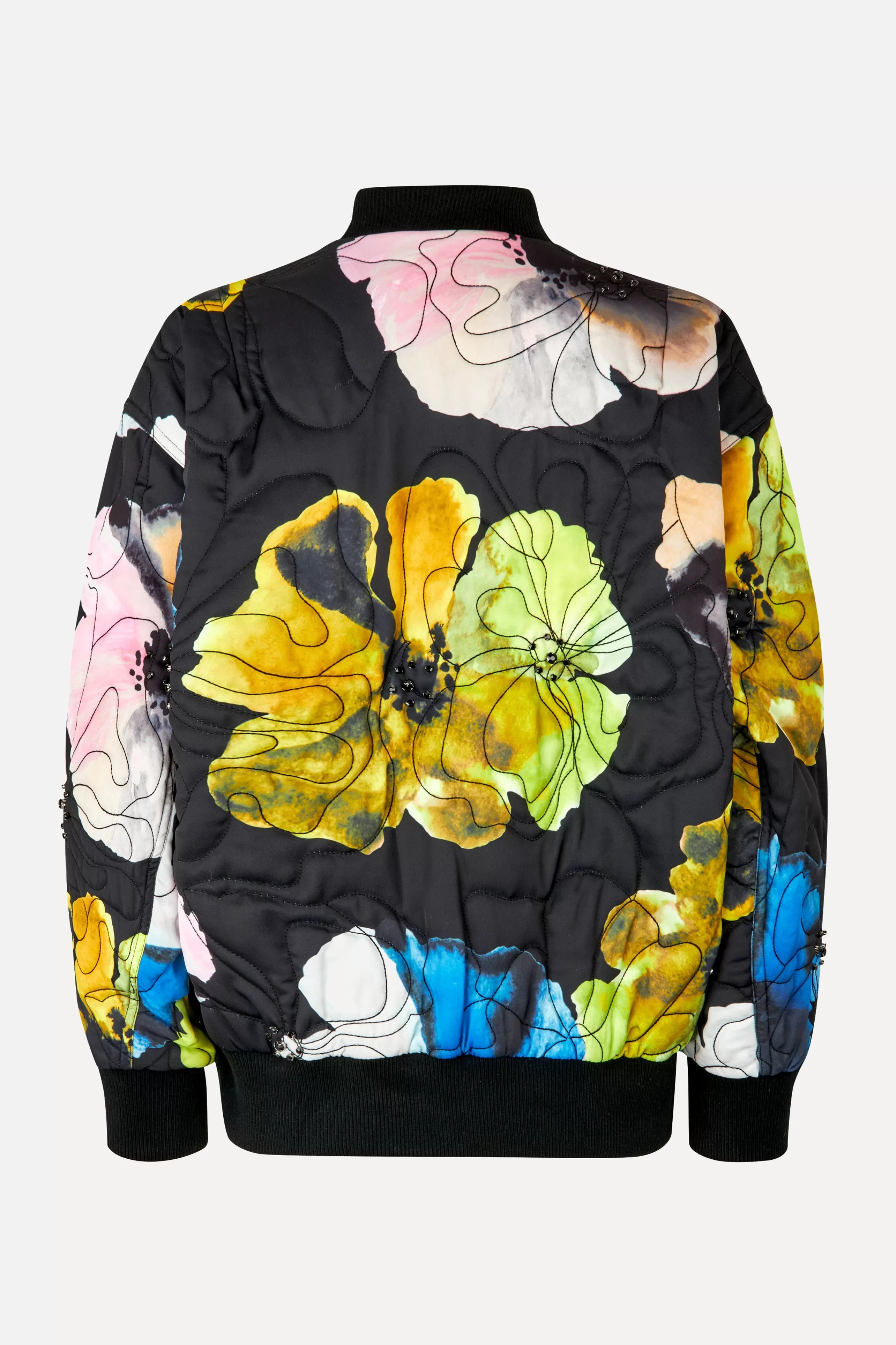 Outerwear-STINE GOYA Voluminous Bomber Jacket - Watercolor Bloom WatercolorBloom