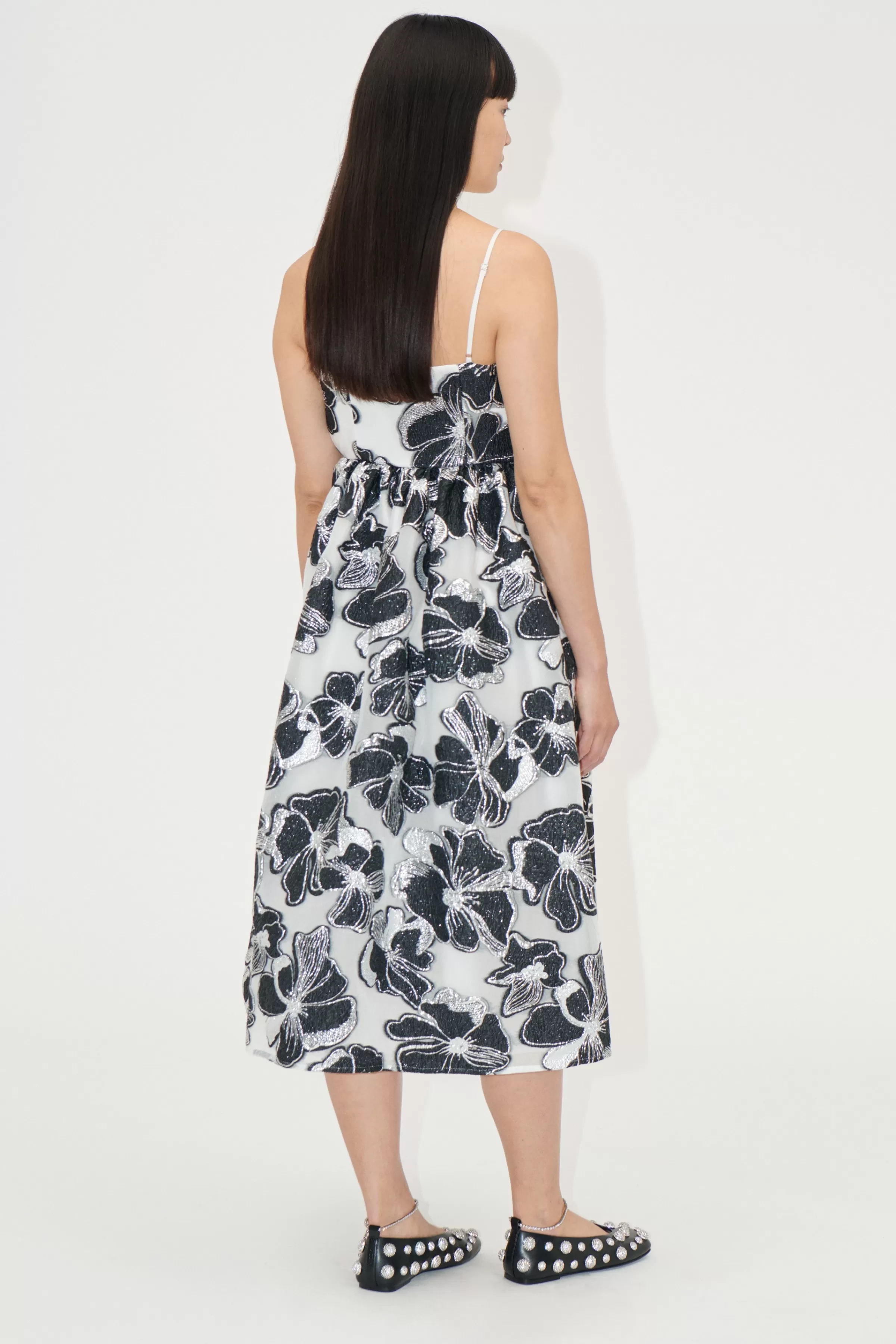 Dresses-STINE GOYA Voluminous Gathered Midi Dress - Anemone Jacquard AnemoneJacquard