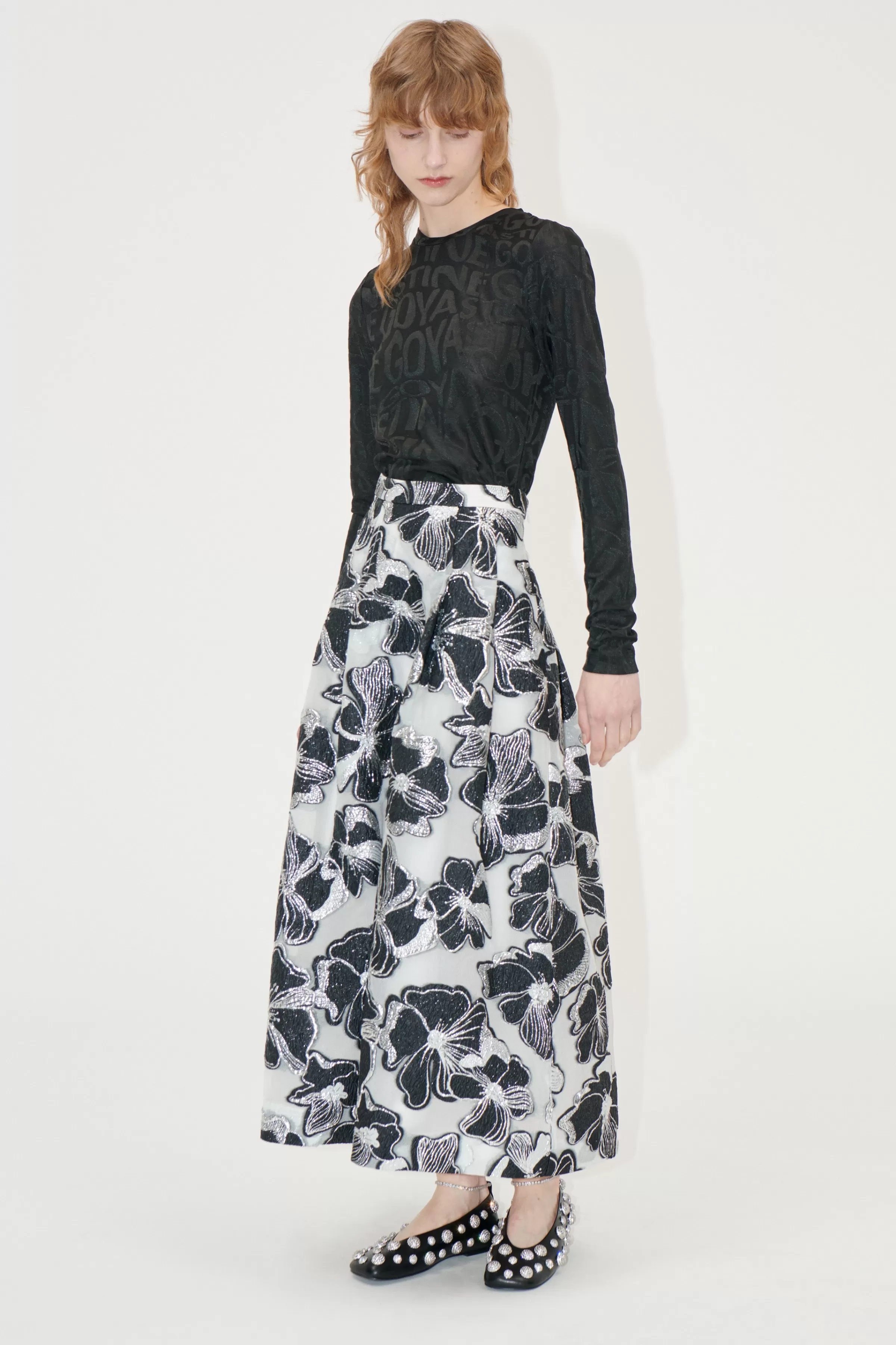 Skirts & Shorts-STINE GOYA Voluminous Midi Skirt - Anemone Jacquard AnemoneJacquard