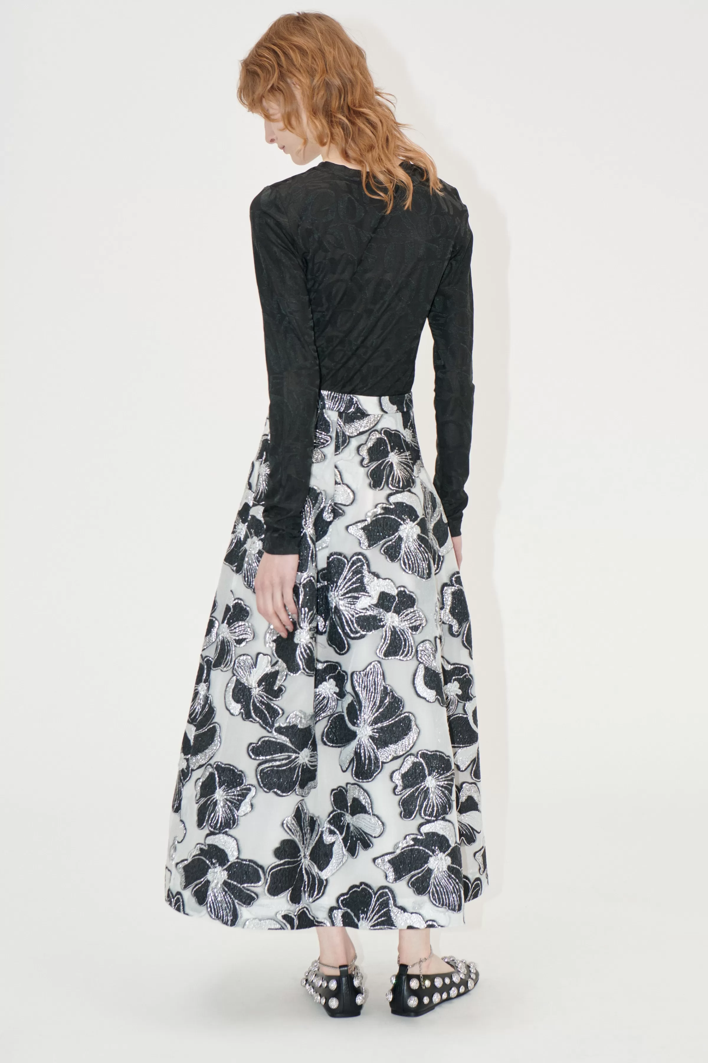 Skirts & Shorts-STINE GOYA Voluminous Midi Skirt - Anemone Jacquard AnemoneJacquard