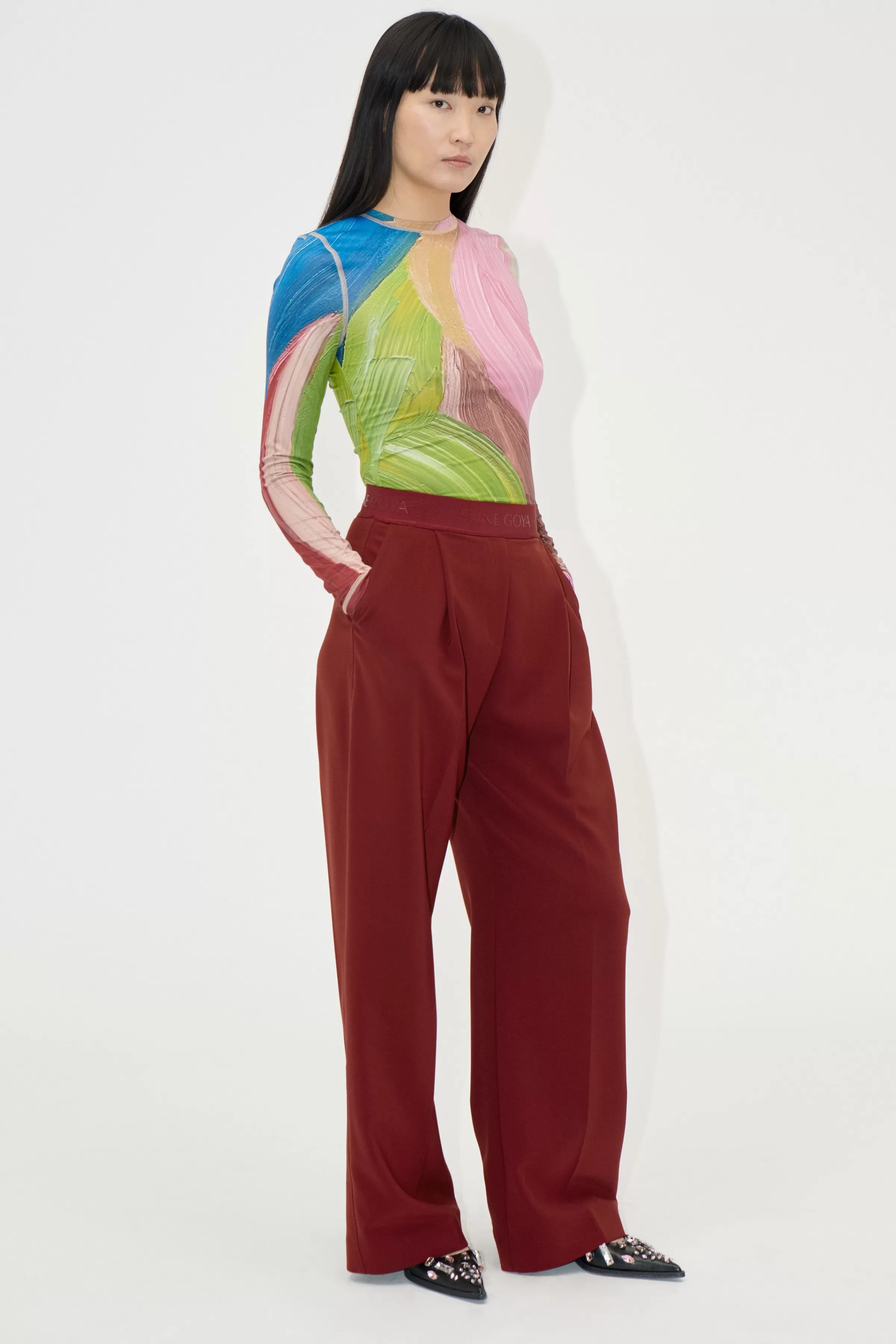 Tailoring | Pants-STINE GOYA Wide Leg Long Pants - Bordeaux